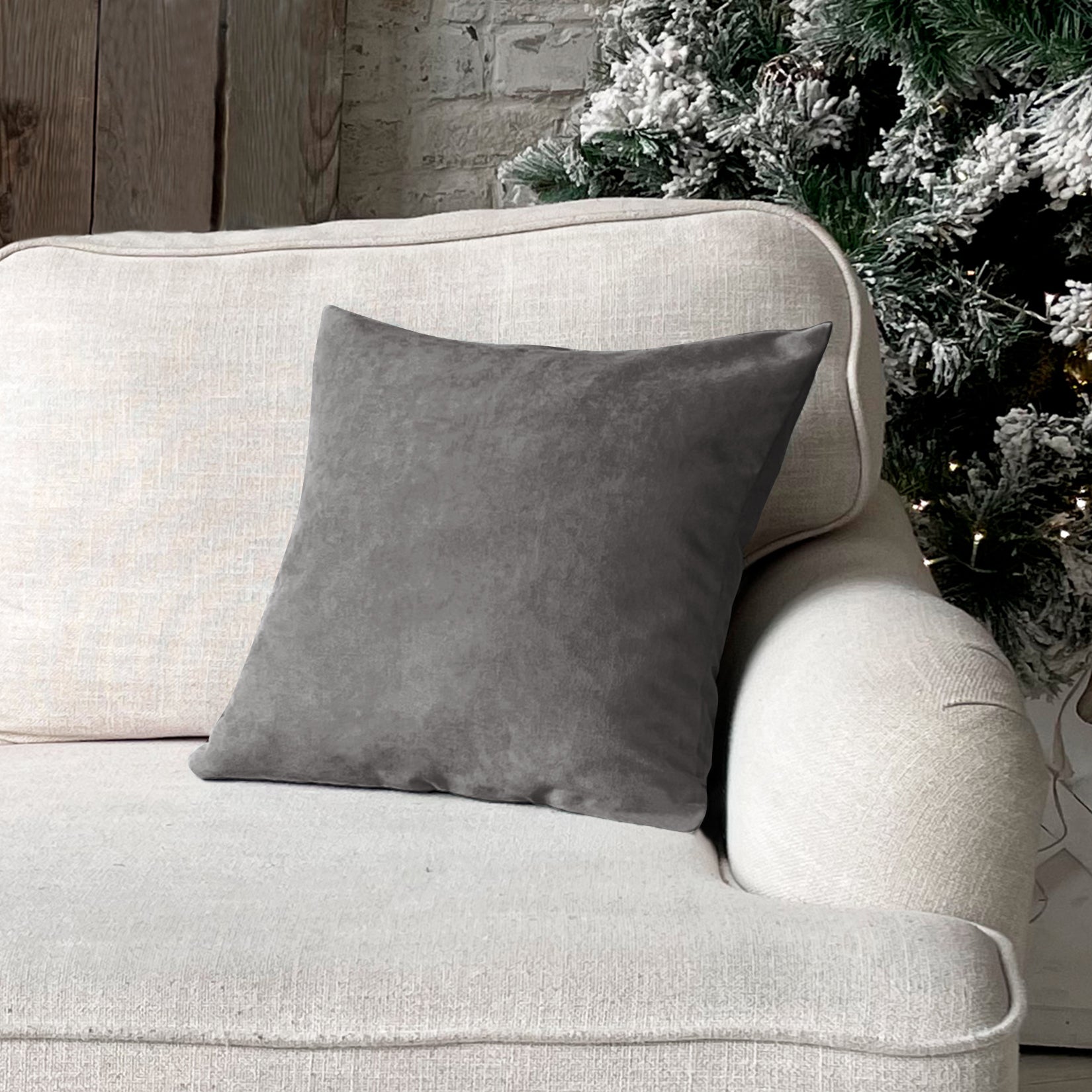 RAINBOW VELVET TEX GREY-20 CUSHION COVER (Pack of 2)