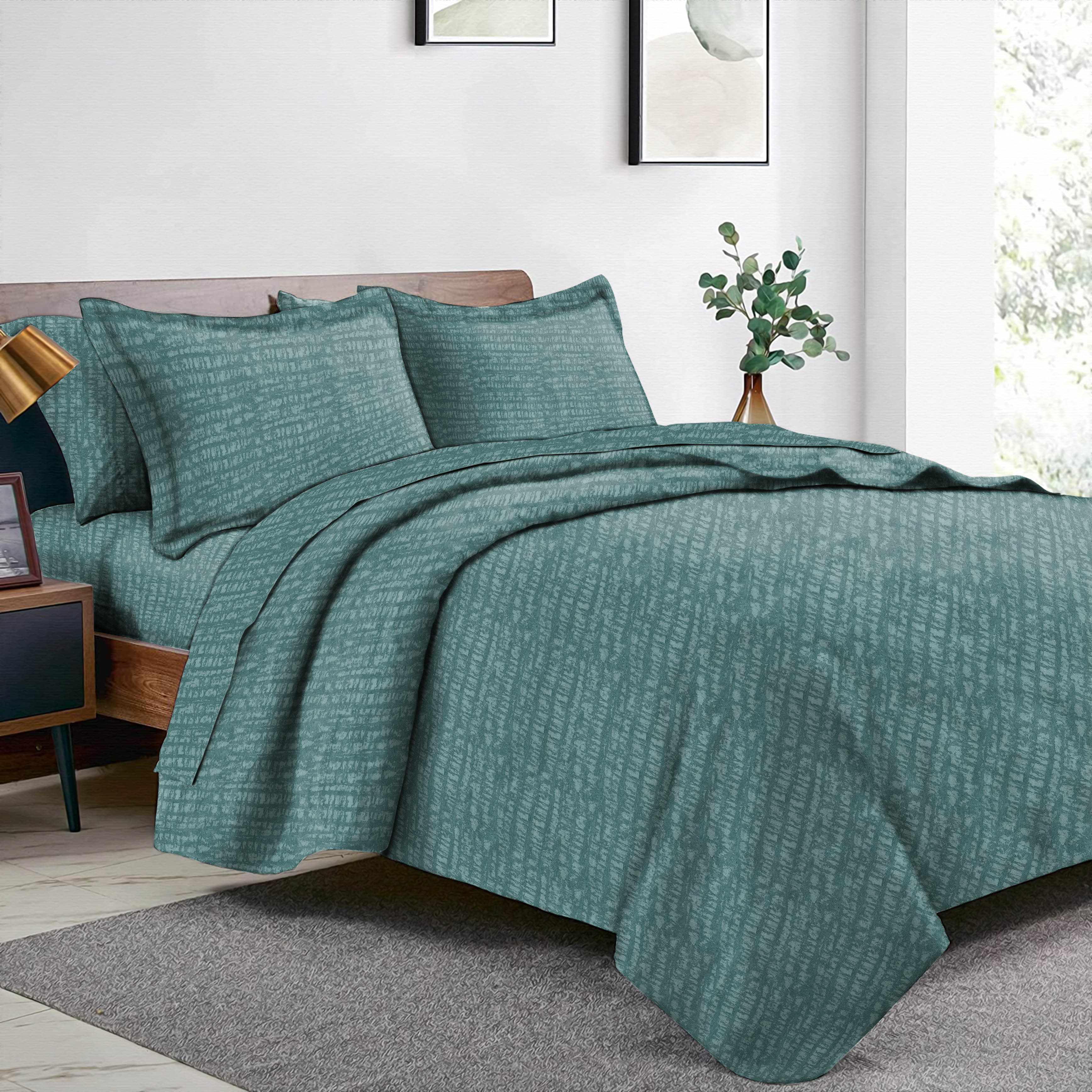 Valencia Teal Bedcover for Double Bed with 2 Pillow Covers King Size (104" X 90")