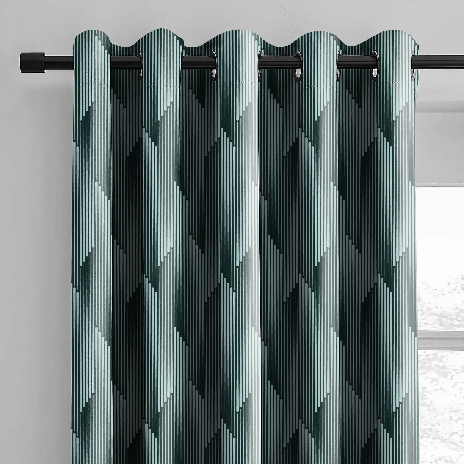 OSLO TEAL PRINTED BLACKOUT CURTAINS