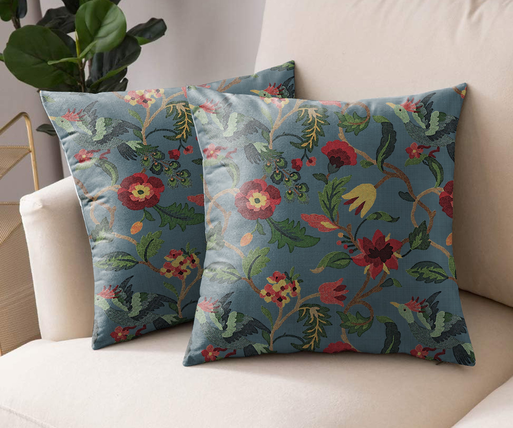 CABAL TEAL DIGITAL PRINTED CUSHION COVER (Pack of 2)