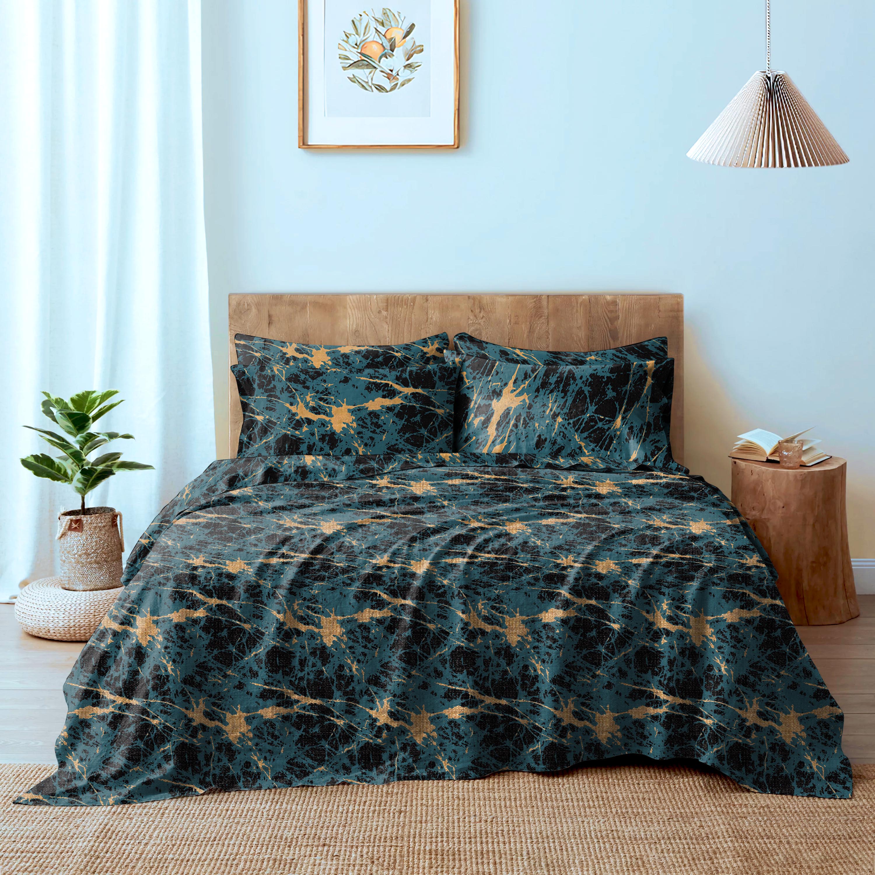 LAVA TEAL BEDSHEET FOR DOUBLE BED WITH 2 PILLOWCOVERS KING SIZE (104" X 90")
