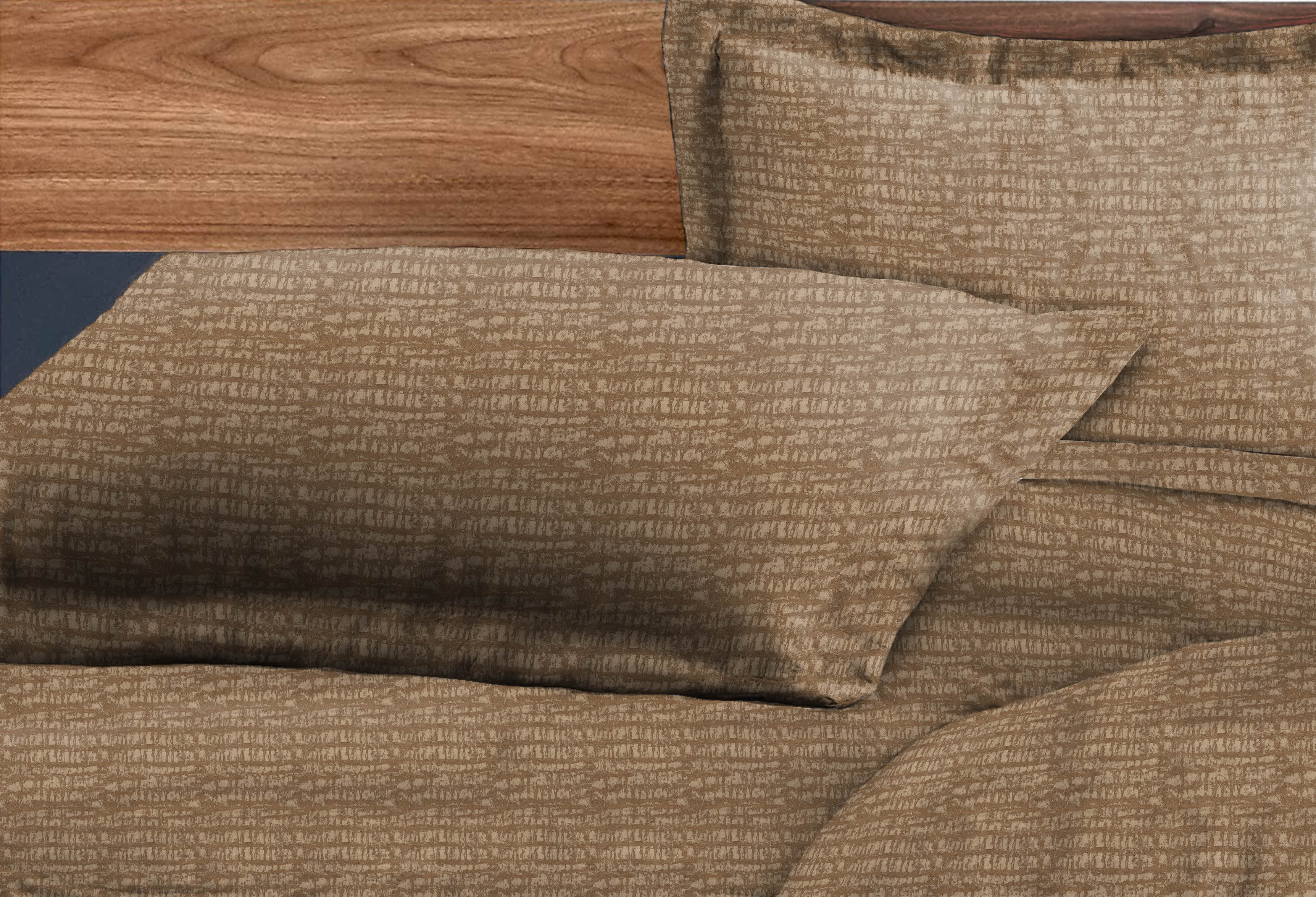 Valencia Tex Coffee Bedcover for Double Bed with 2 Pillow Covers King Size (104" X 90")