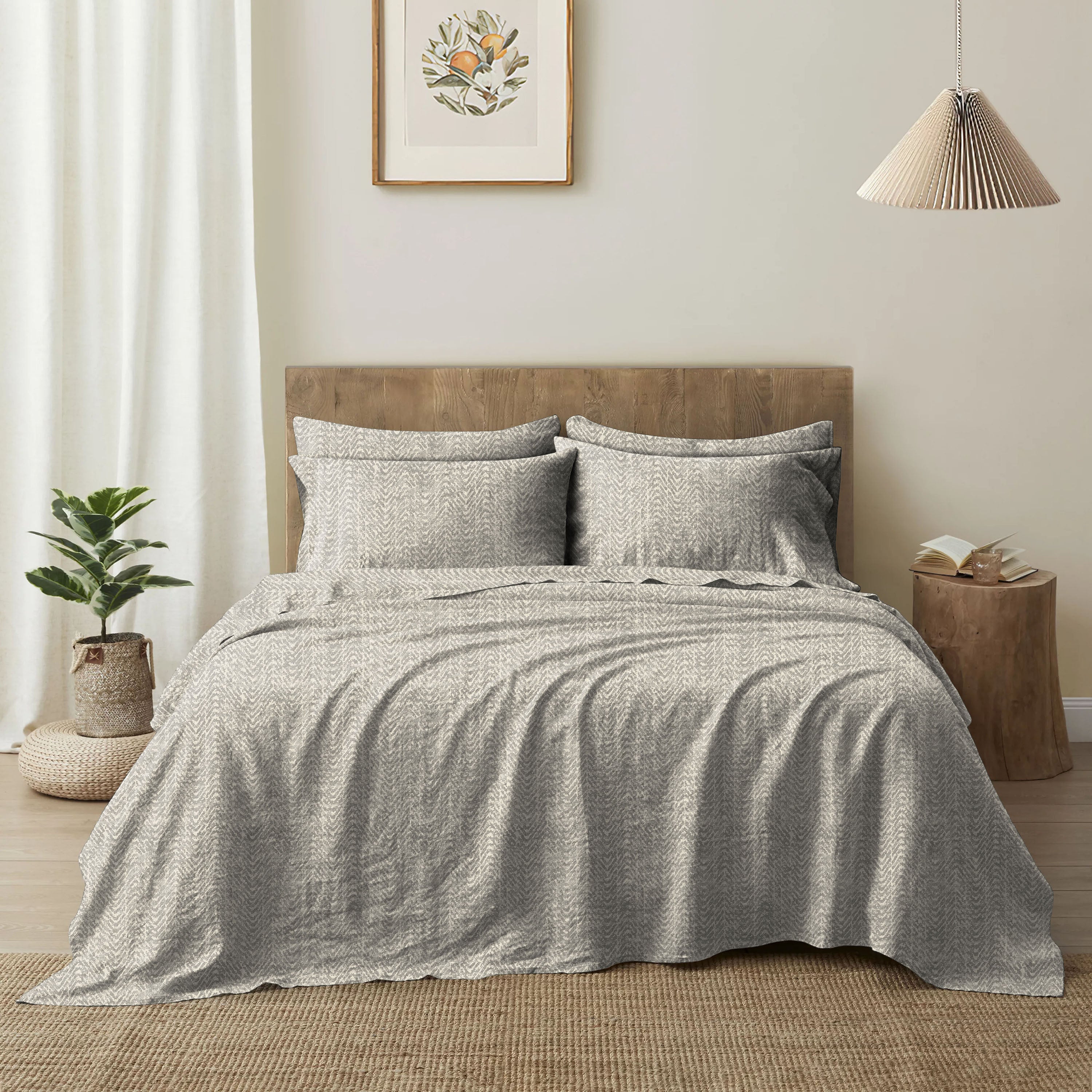 Casableu Microfiber Turin Tex Silver Bedcover for Double Bed with 2 Pillow Covers King Size (104" X 90")