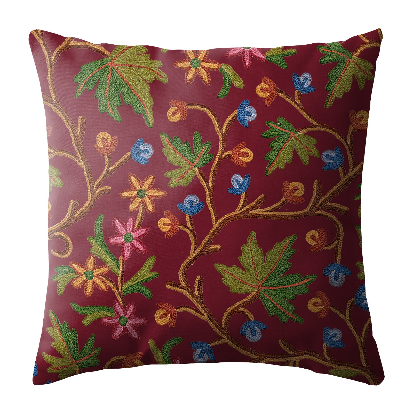 VAROSKI KASHMIRI WINE DIGITAL PRINTED CUSHION COVER (Pack of 2)