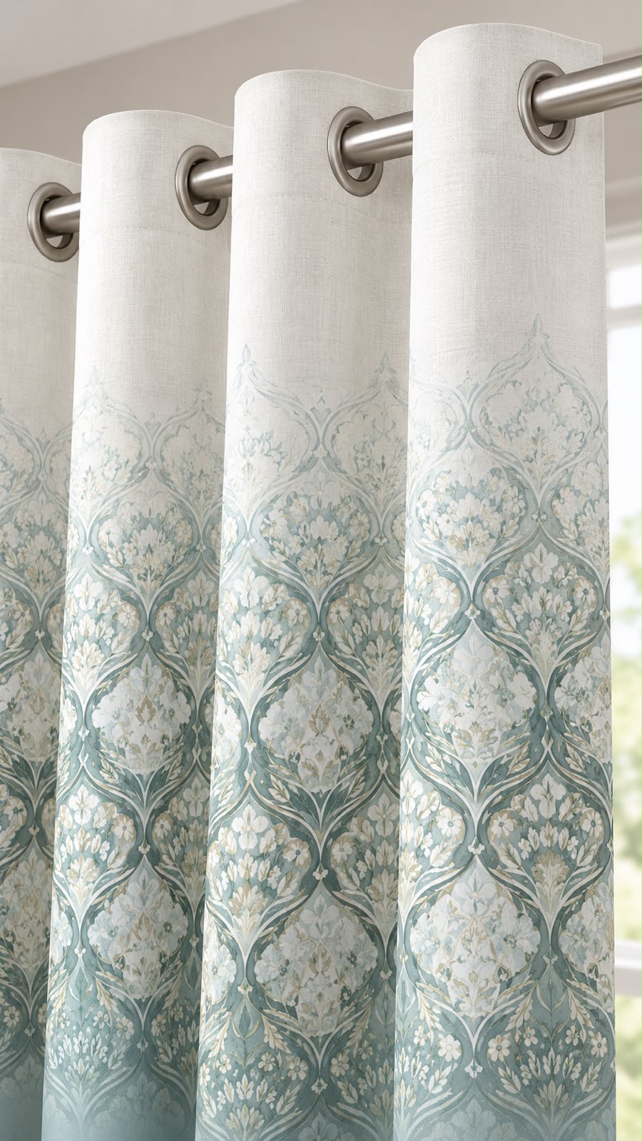 AZURE HERITAGE BLUE PRINTED CURTAIN