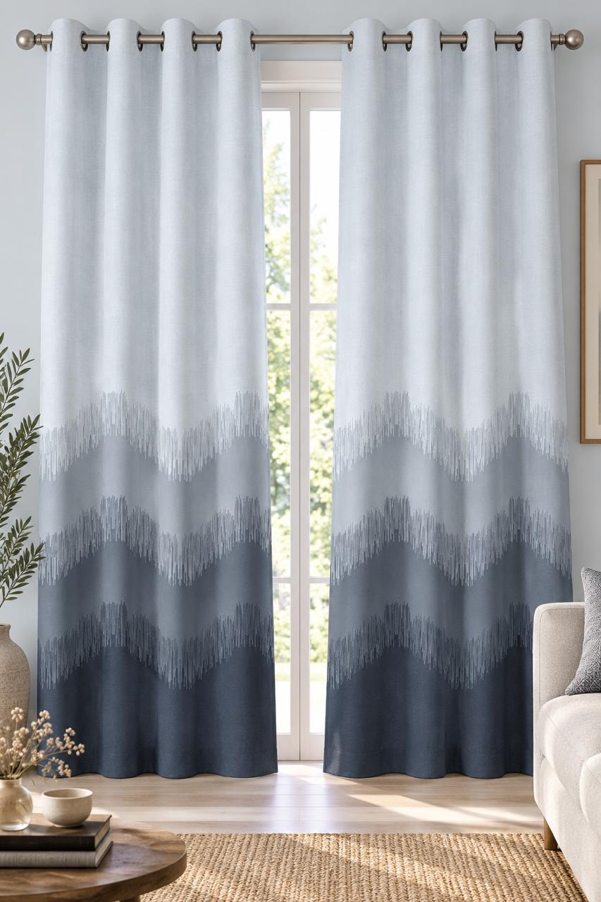 KIVO DARK GREY DIGITAL PRINTED CURTAIN