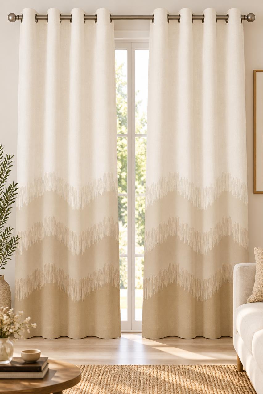KIVO BROWN DIGITAL PRINTED CURTAIN