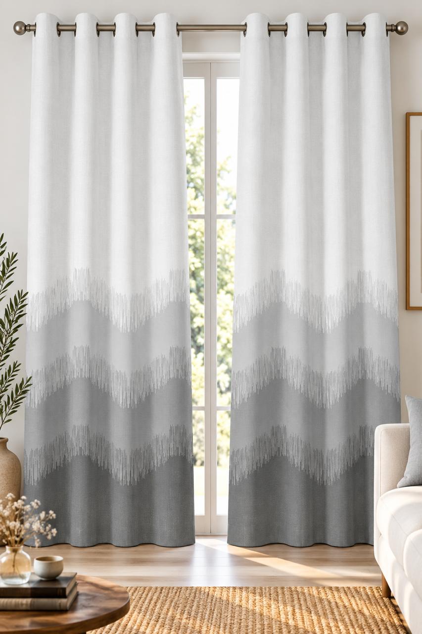 KIVO LIGHT GREY DIGITAL PRINTED CURTAIN