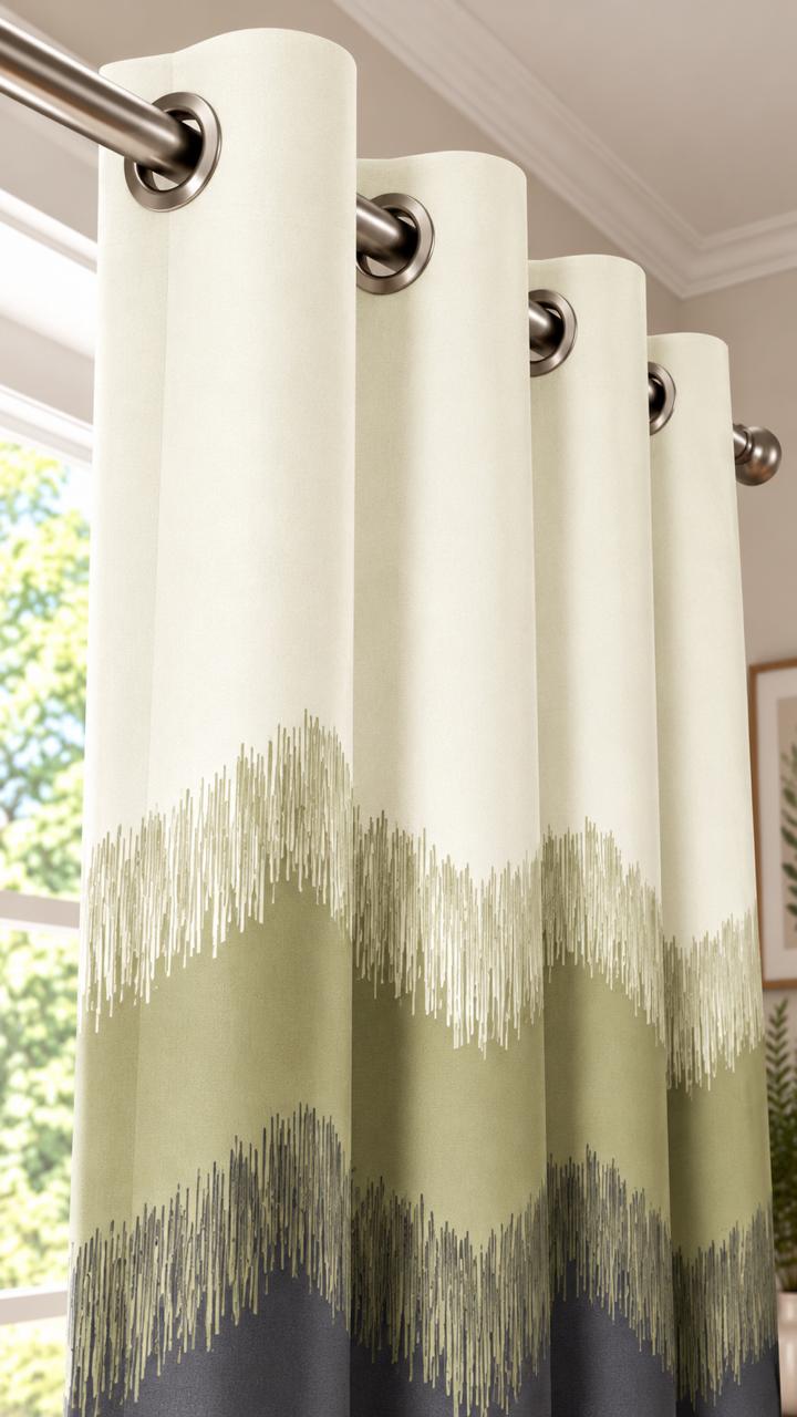 KIVO GREEN DIGITAL PRINTED CURTAIN