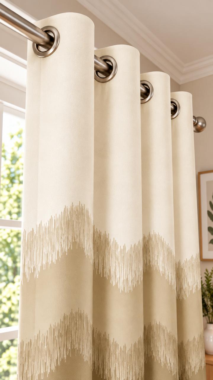 KIVO BROWN DIGITAL PRINTED CURTAIN