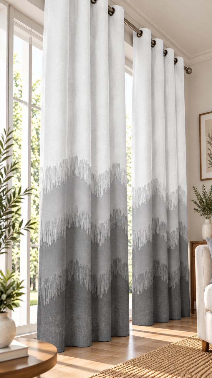 KIVO LIGHT GREY DIGITAL PRINTED CURTAIN