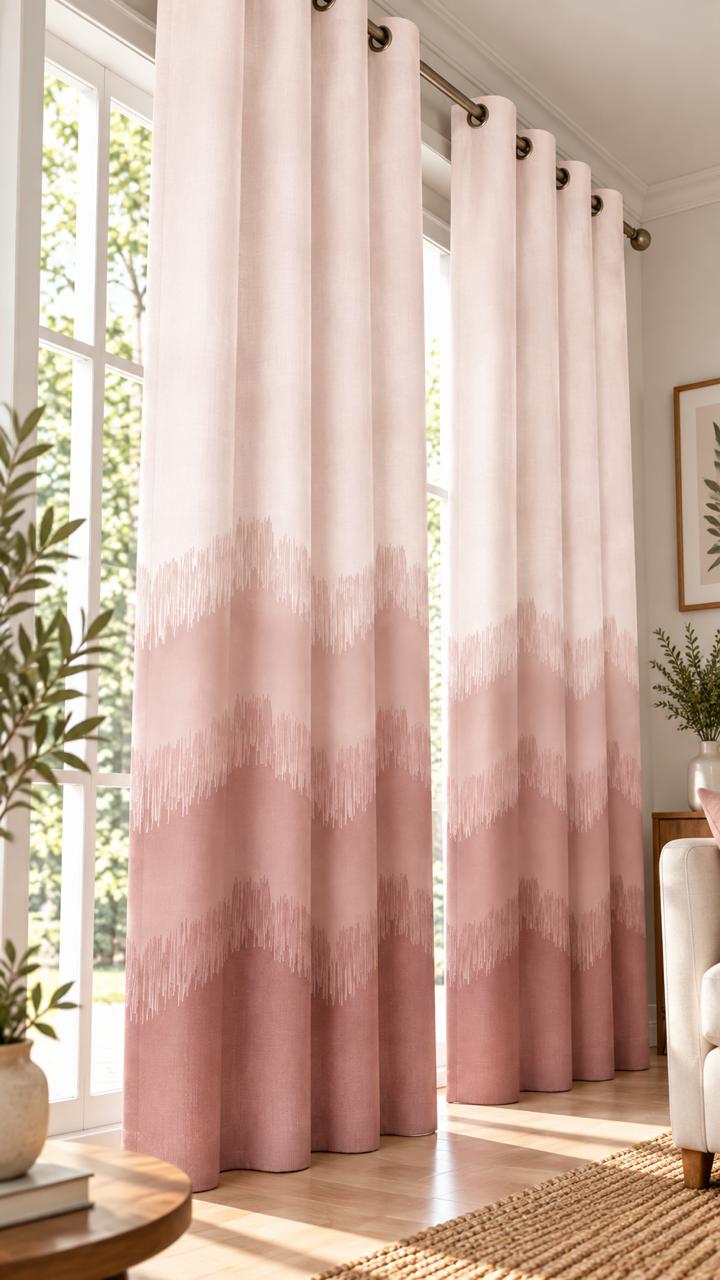 KIVO PINK DIGITAL PRINTED CURTAIN