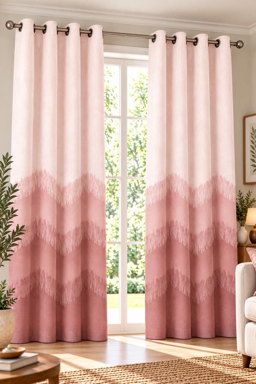 KIVO PINK DIGITAL PRINTED CURTAIN