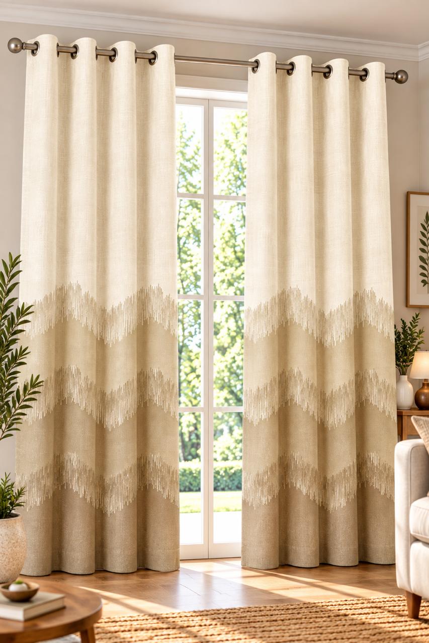 KIVO BROWN DIGITAL PRINTED CURTAIN