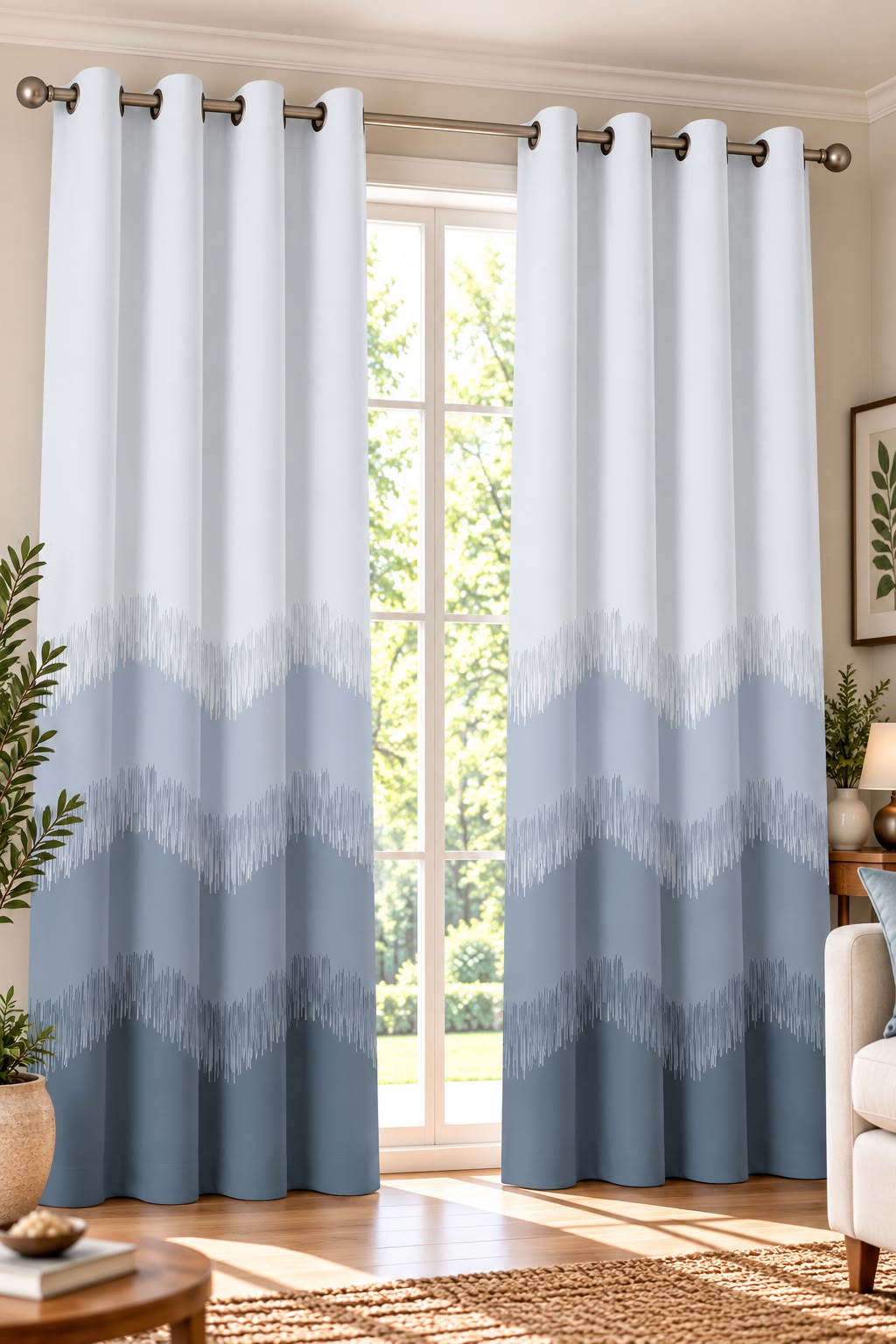 KIVO DARK GREY DIGITAL PRINTED CURTAIN