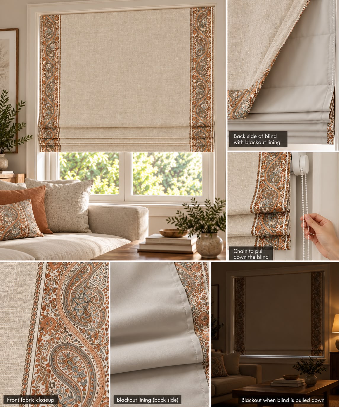 AURELIA BROWN READY MADE ROMAN BLIND