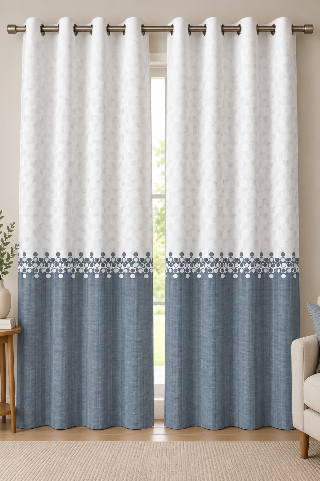 BLUSH BLUE PRINTED CURTAIN