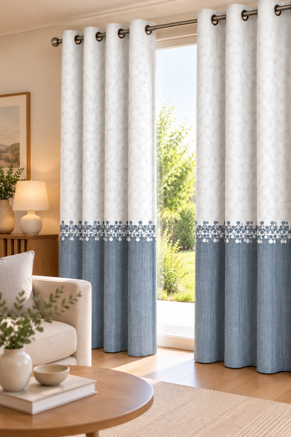 BLUSH BLUE PRINTED CURTAIN