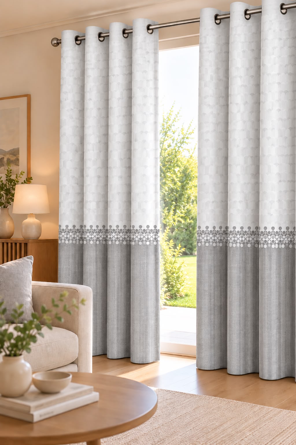 BLUSH GREY PRINTED CURTAIN