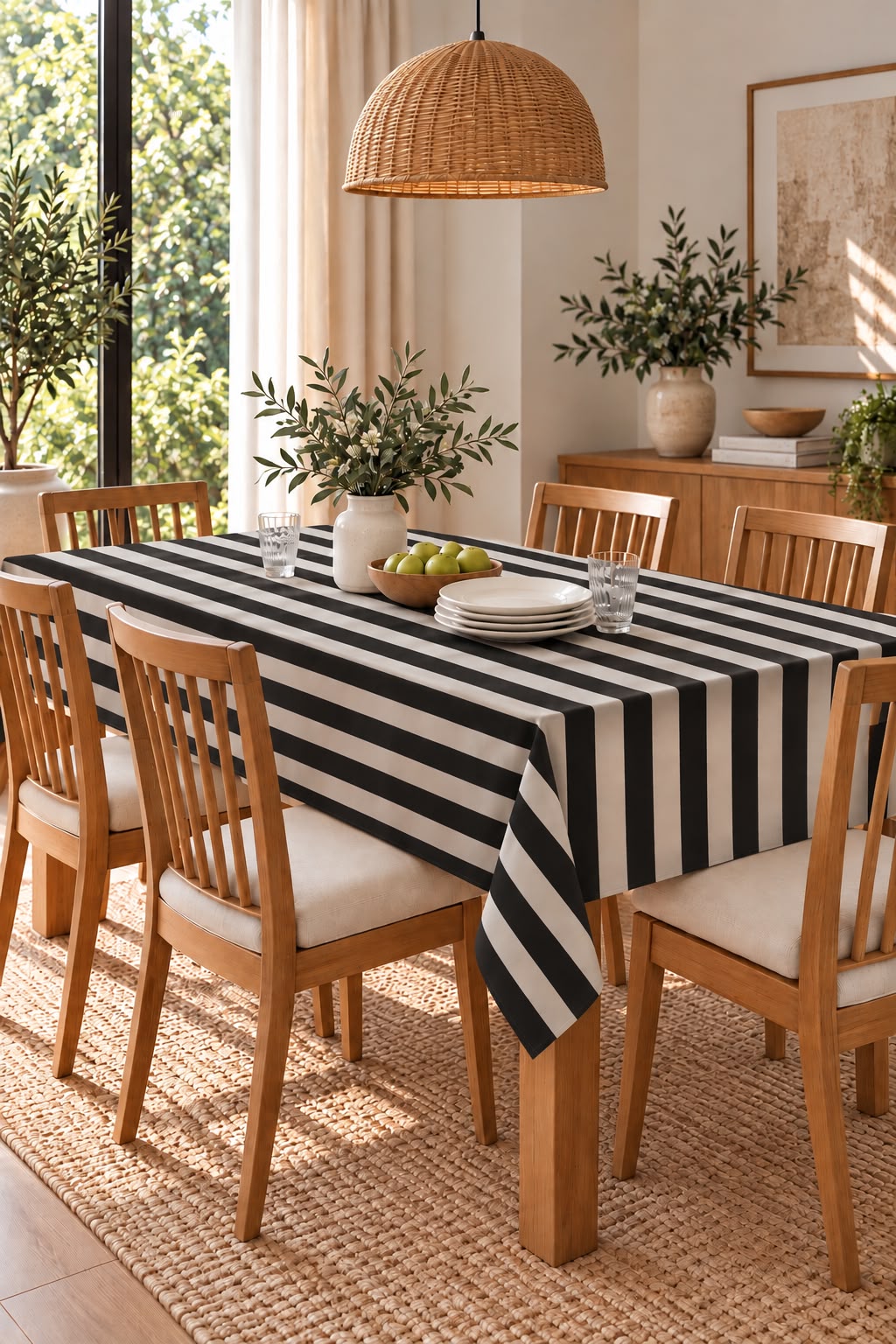 SPRING GALLERY BIG STRIPE BLACK Table Cloth