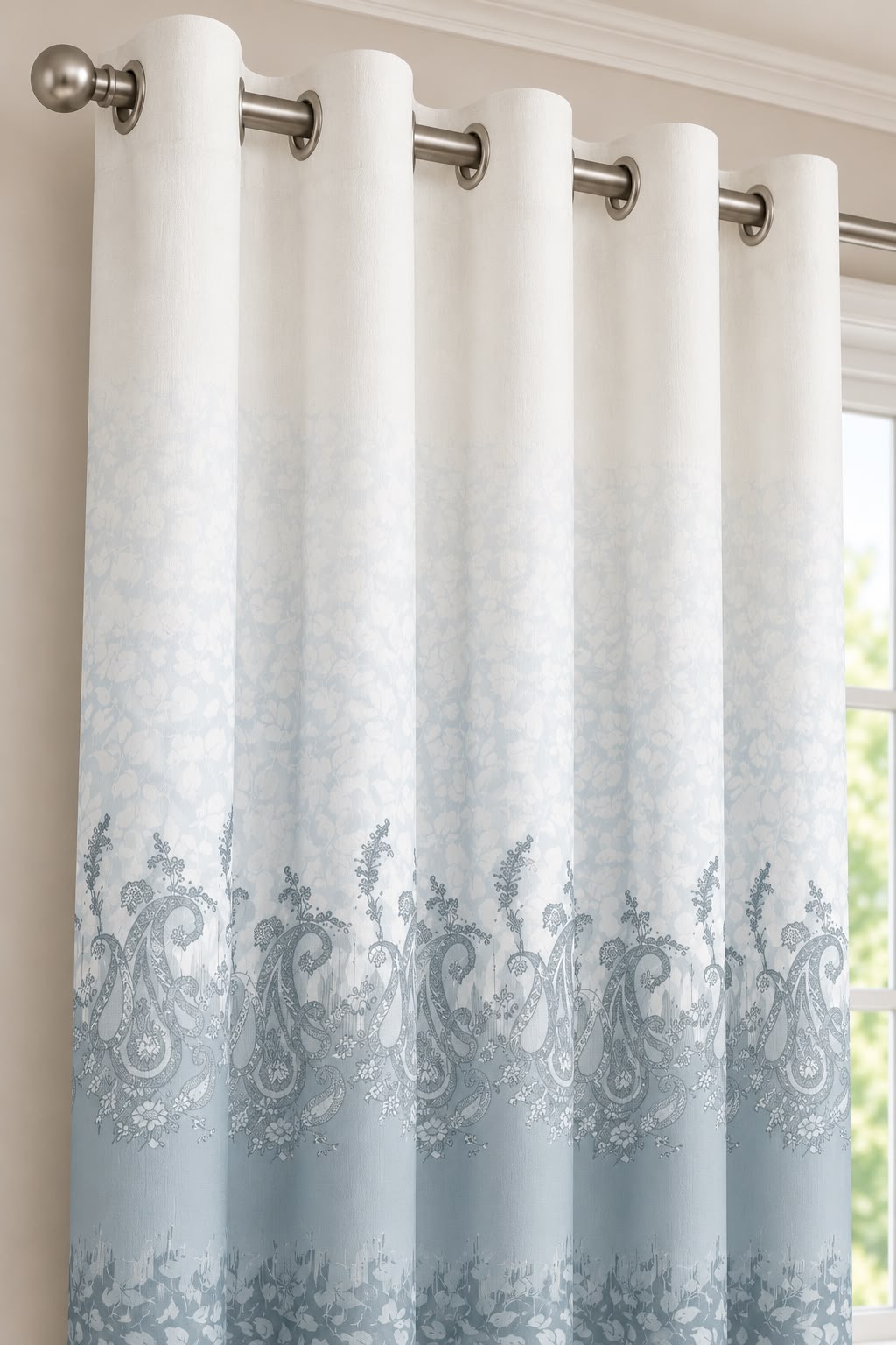 NAZAAKAT STEEL BLUE PRINTED CURTAIN