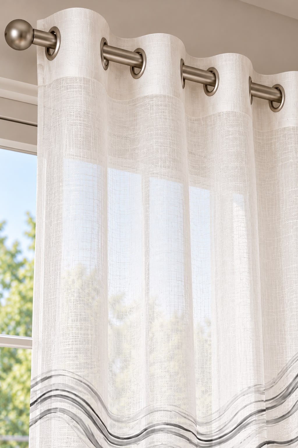 SILVER WAVES PRINTED SHEER CURTAIN