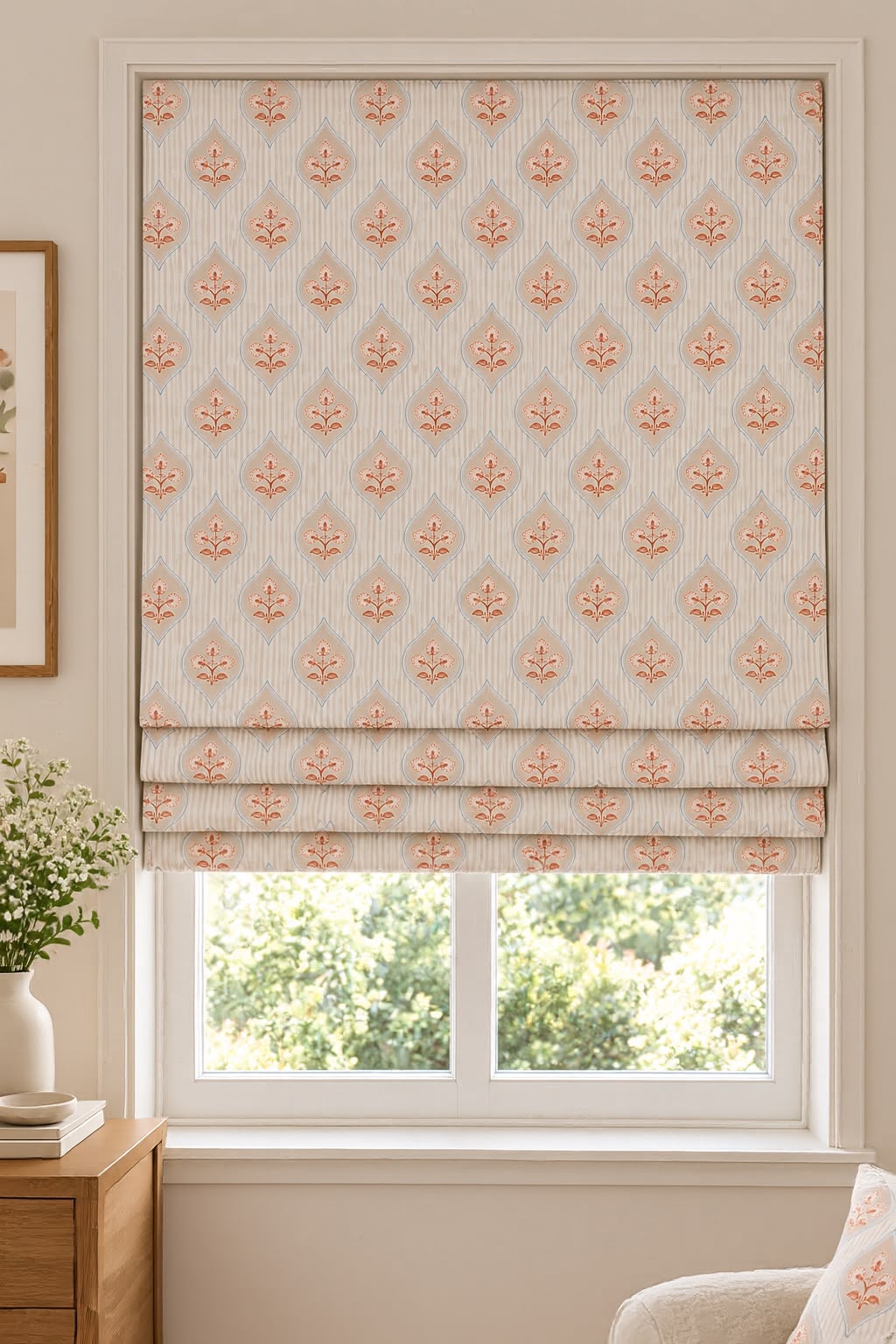 CORAL BLOOM READY MADE ROMAN BLIND