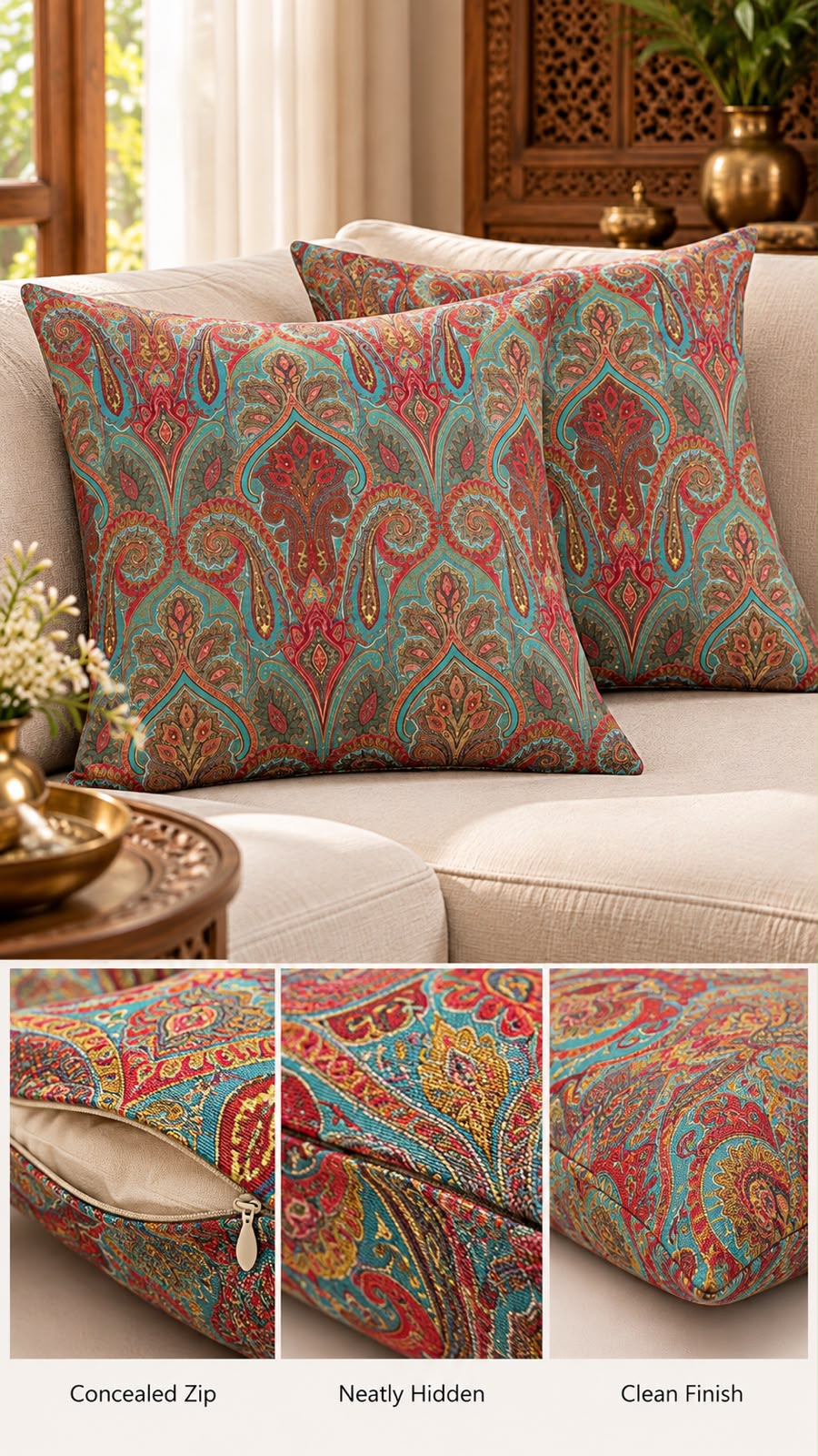 ROYAL PAISLEY HERITAGE CUSHION COVER (Pack of 2)