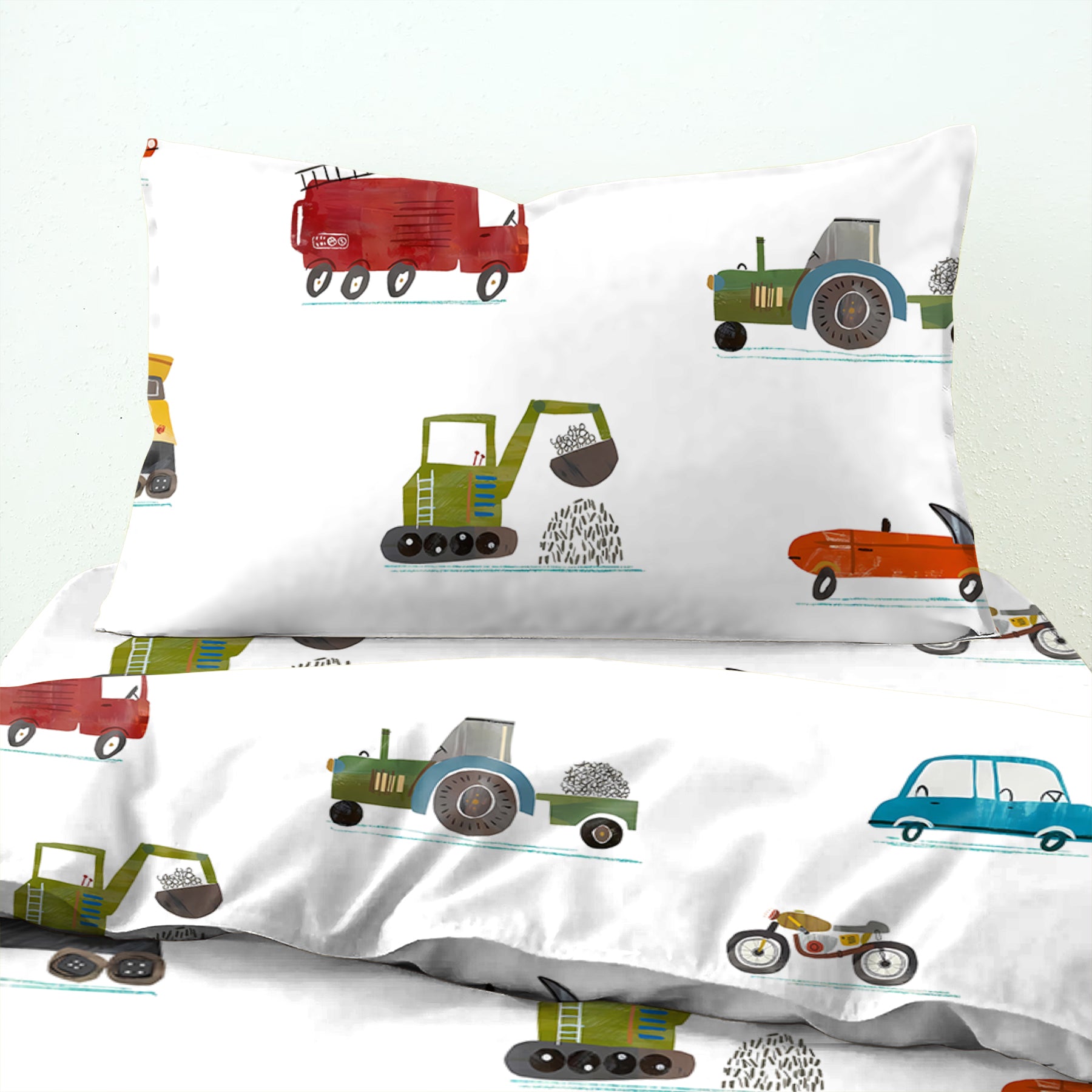 CASABLEU MICROFIBER CRANES WHITE BEDCOVER FOR SINGLE BED WITH PILLOW COVERS KING SIZE (60" X 90")