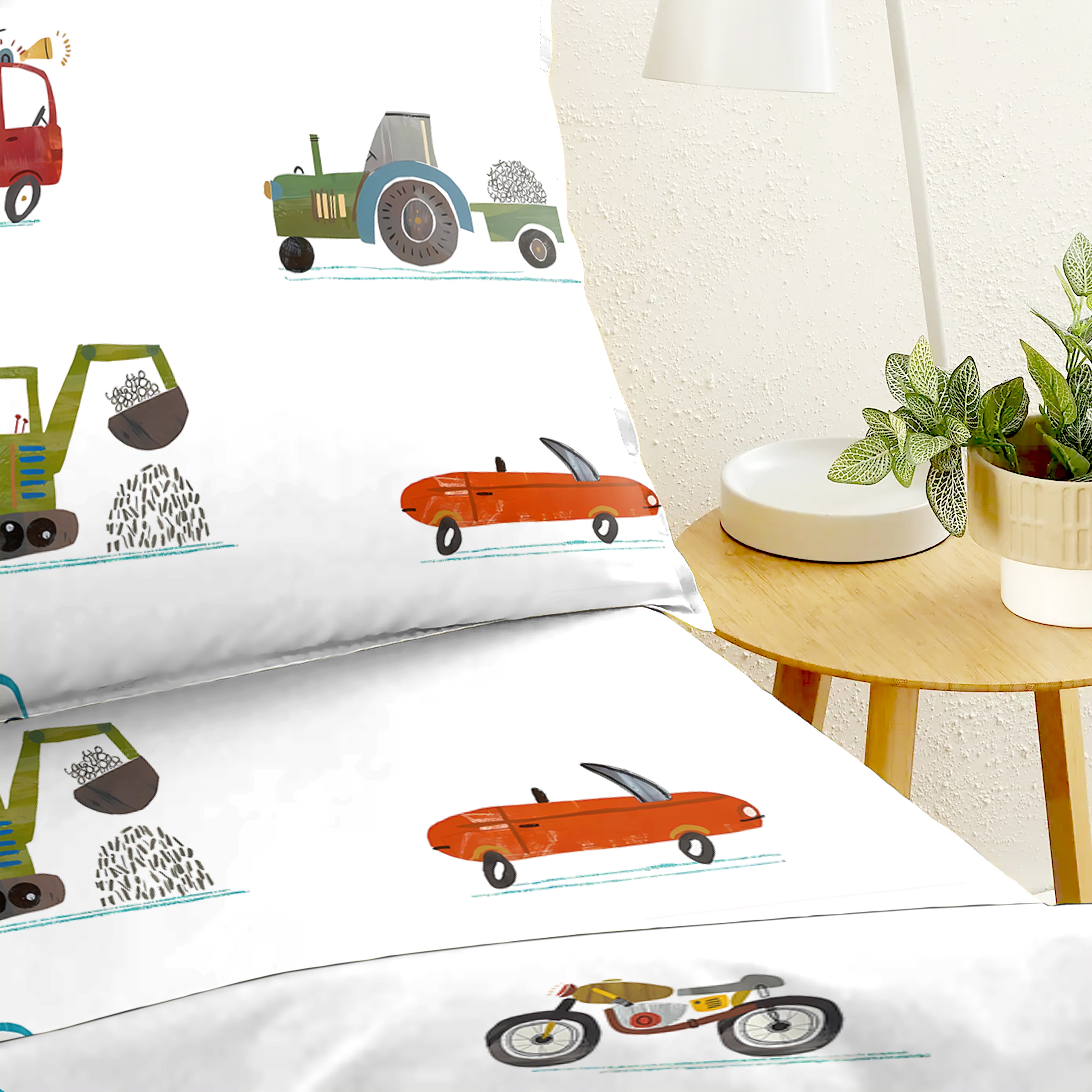 CASABLEU MICROFIBER CRANES WHITE BEDCOVER FOR SINGLE BED WITH PILLOW COVERS KING SIZE (60" X 90")