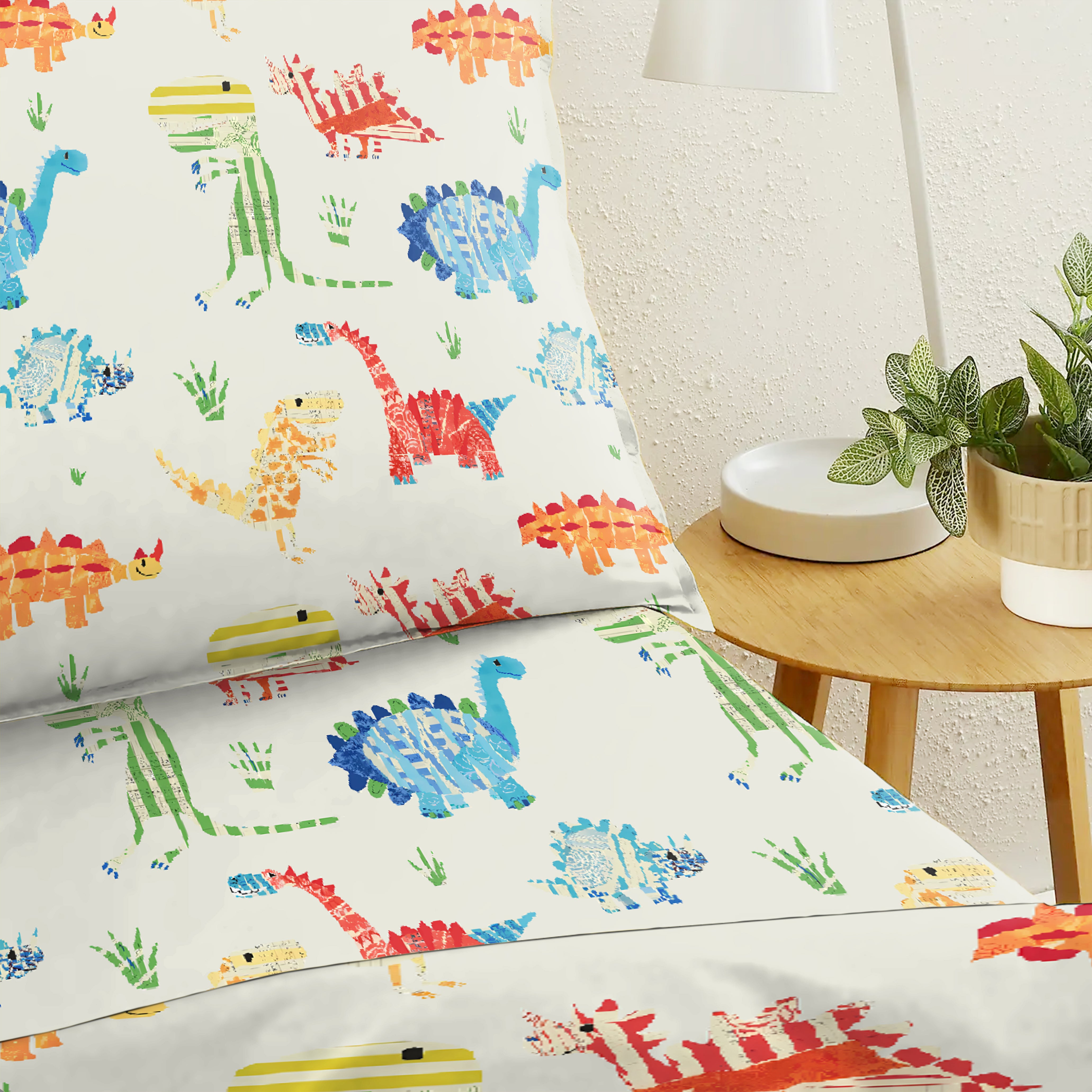 CASABLEU MICROFIBER DINO WHITE ROCK BEDCOVER FOR SINGLE BED WITH PILLOW COVERS KING SIZE (60" X 90")