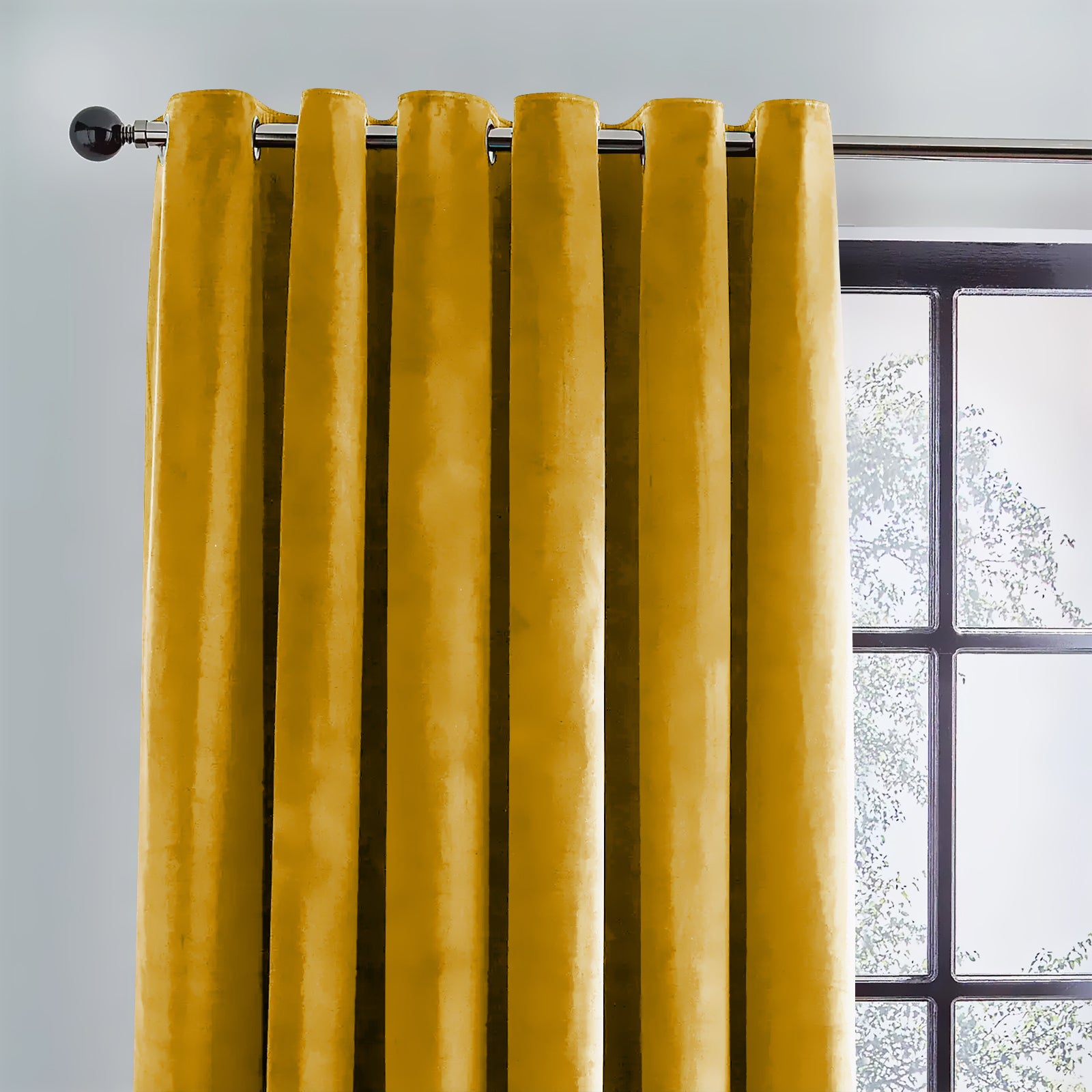 RAINBOW VELVET YELLOW CURTAINS