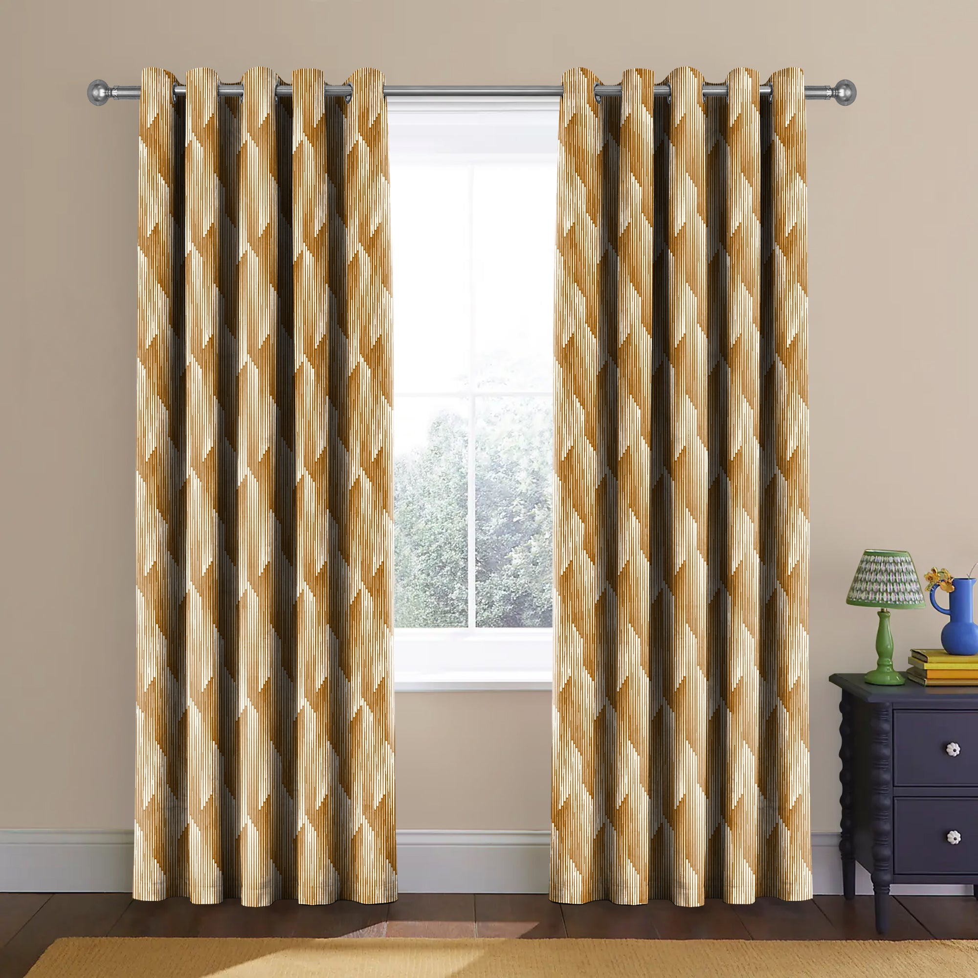 OSLO YELLOW PRINTED BLACKOUT CURTAINS