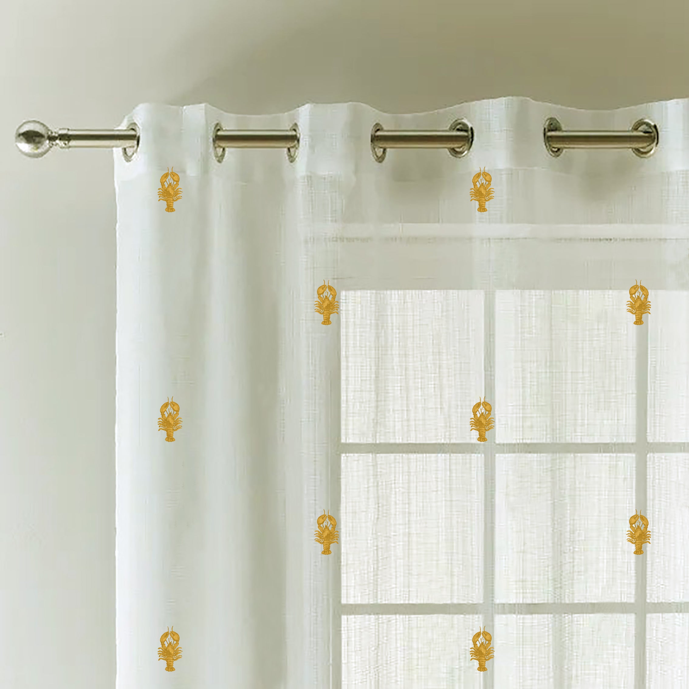 SCORPION YELLOW PRINTED SHEER CURTAIN
