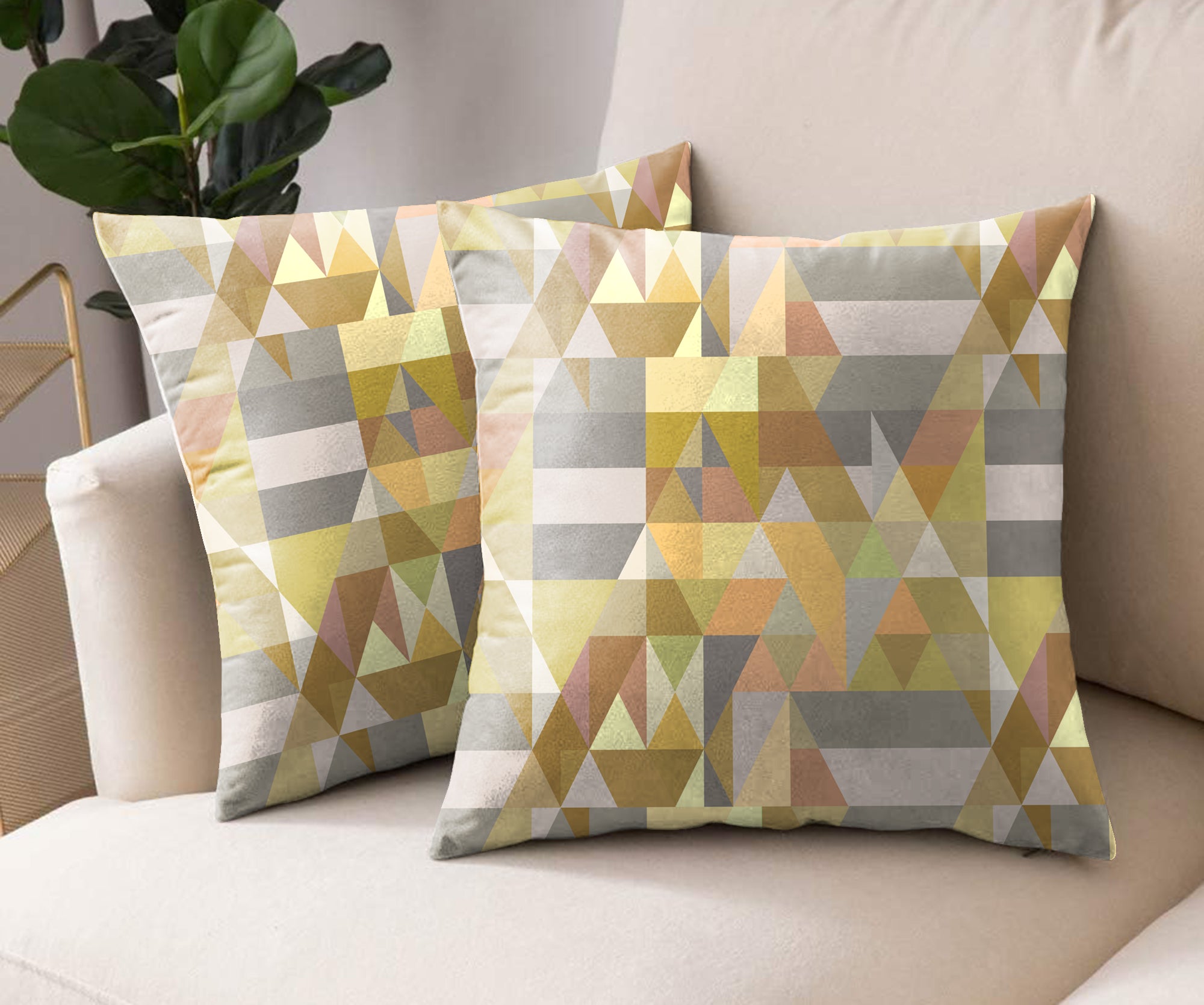 RUGA YELLOW DIGITAL PRINTED CUSHION COVER (Pack of 2)