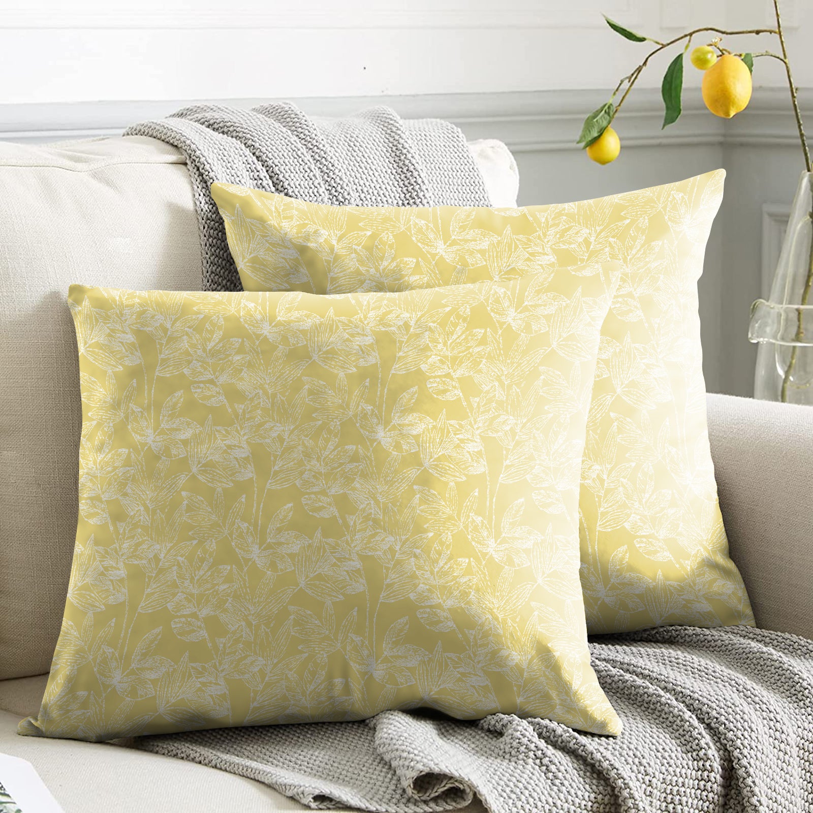 MEADOW YELLOW DIGITAL PRINTED CUSHION COVER (Pack of 2)