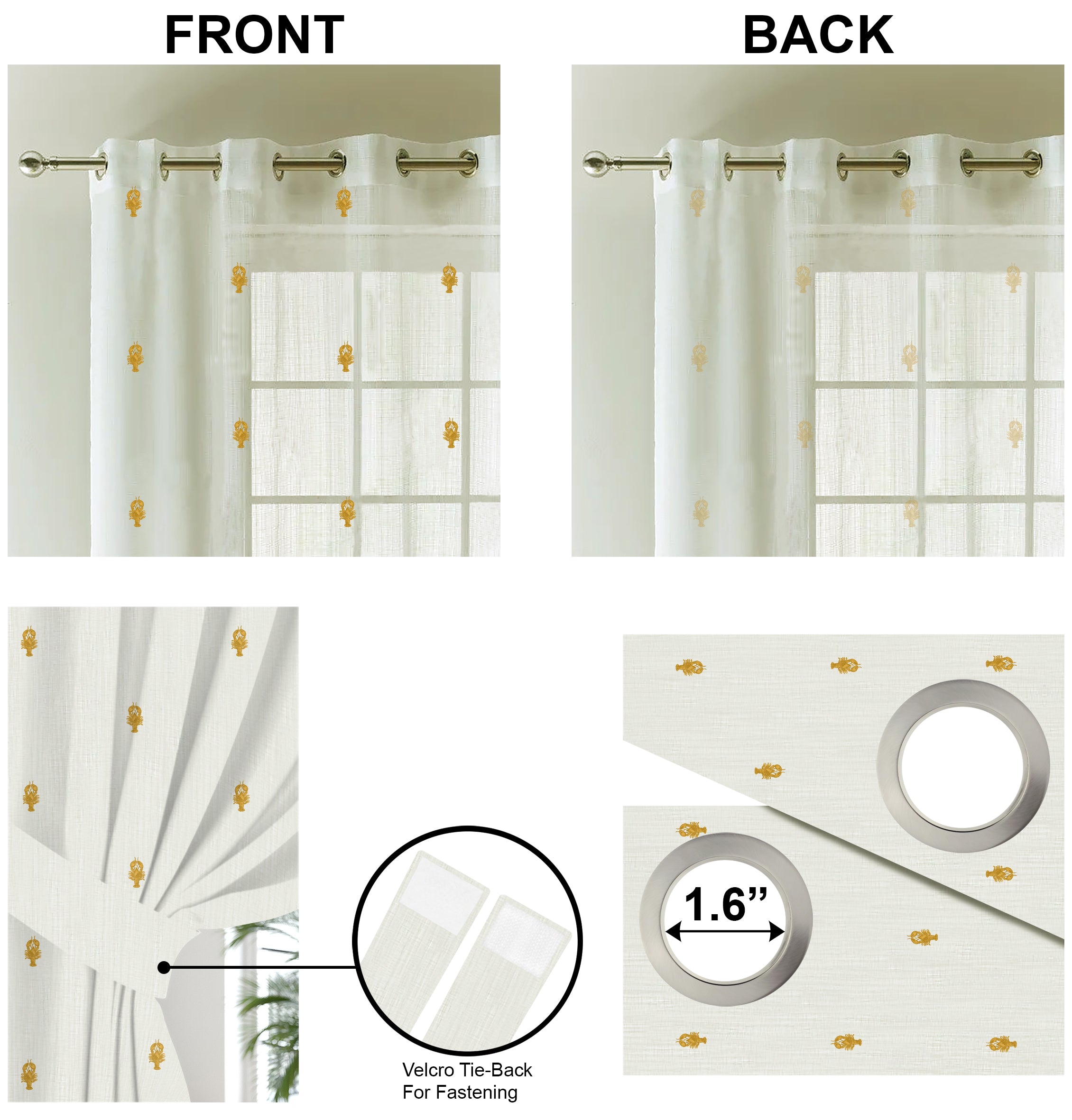 SCORPION YELLOW PRINTED SHEER CURTAIN