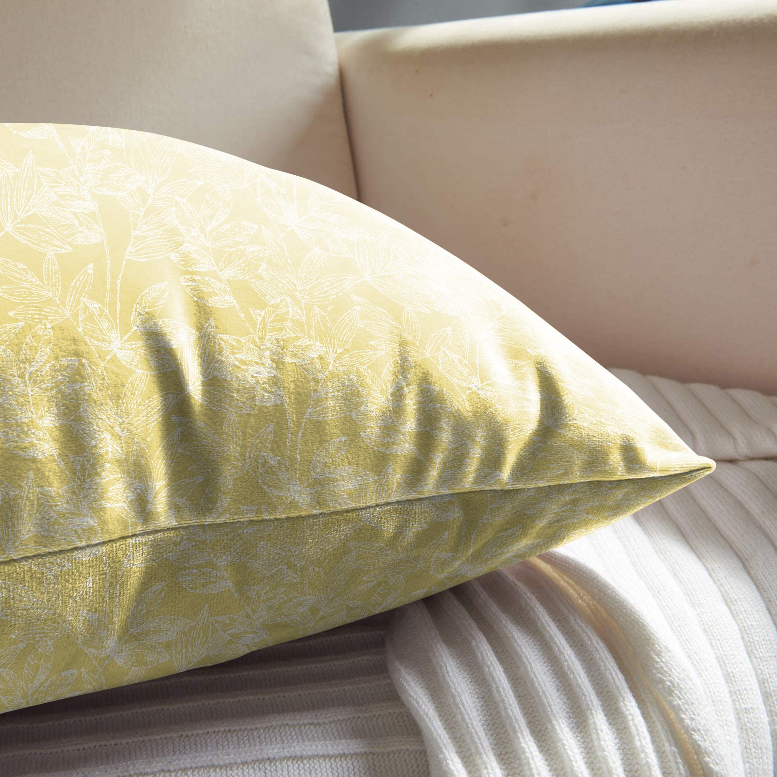 MEADOW YELLOW DIGITAL PRINTED CUSHION COVER (Pack of 2)