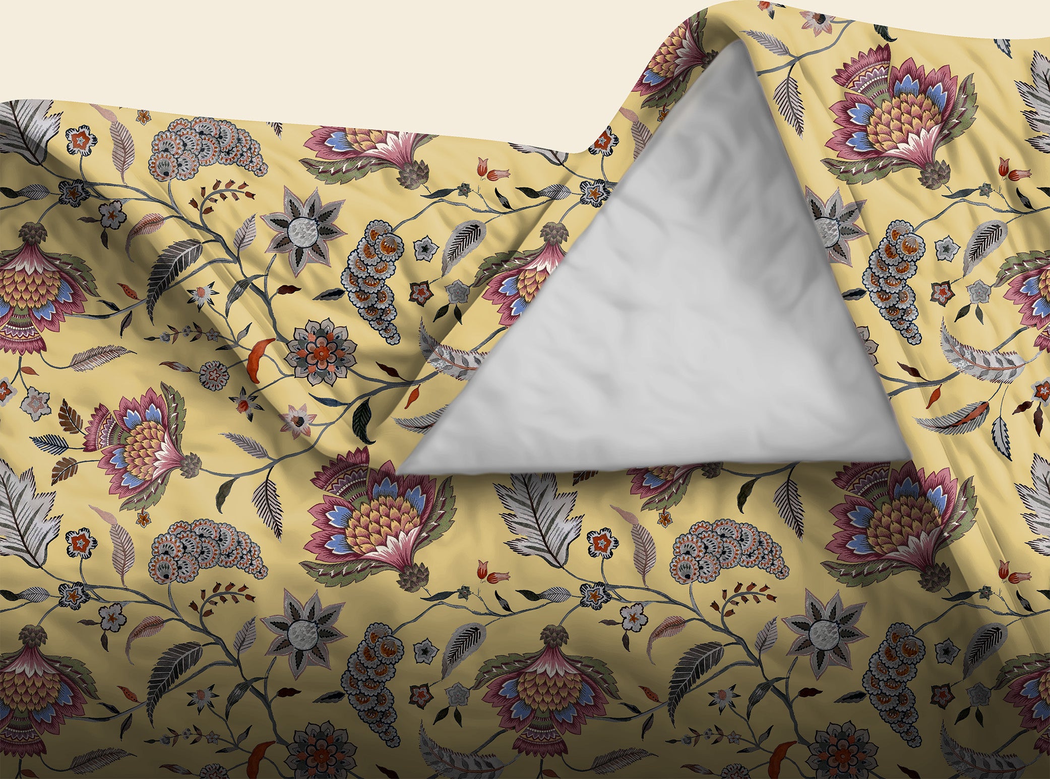 Kasbah Yellow Bedsheet for Double Bed with 2 Pillow Covers Size (104" X 90")