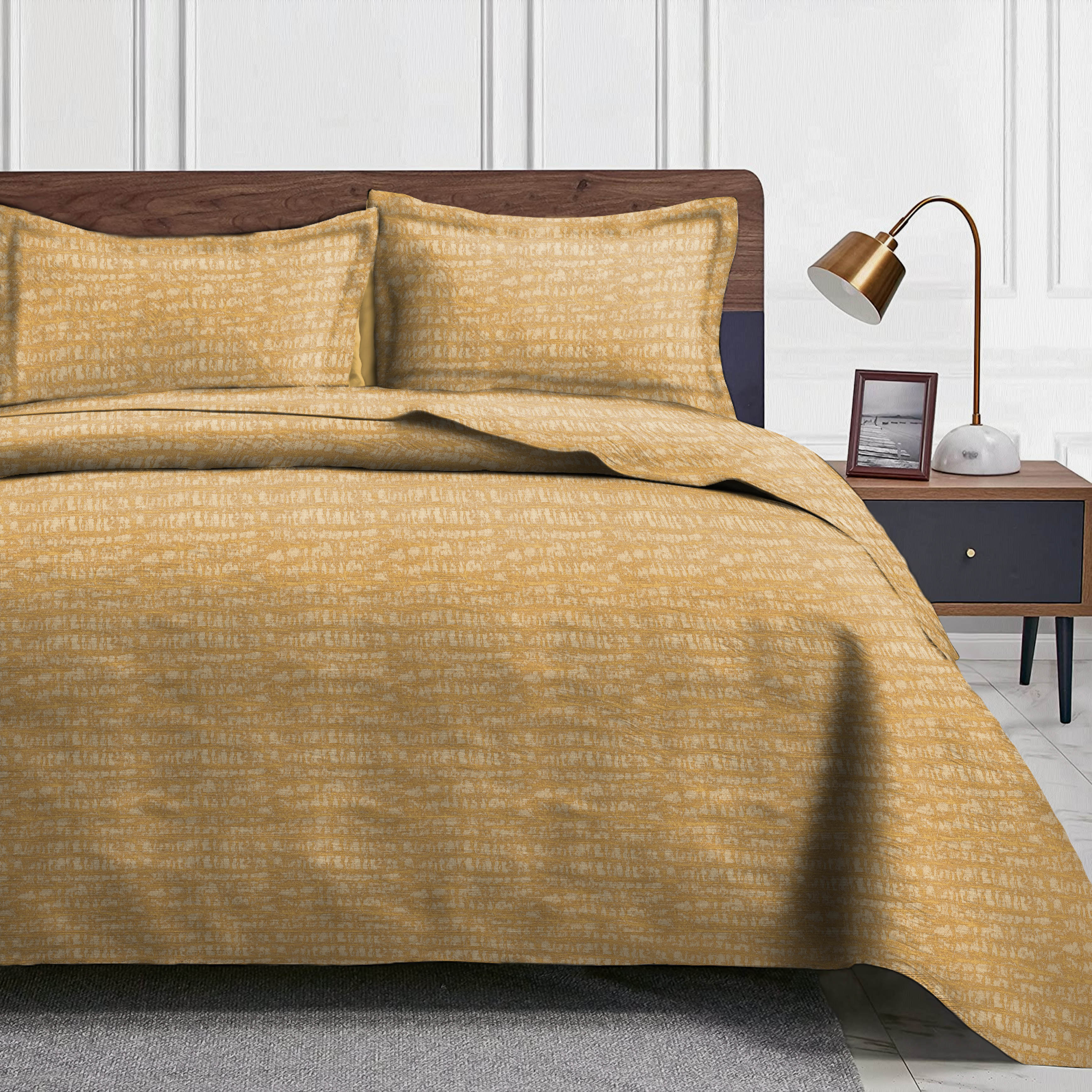 Valencia Yellow Bedcover for Double Bed with 2 Pillow Covers King Size (104" X 90")