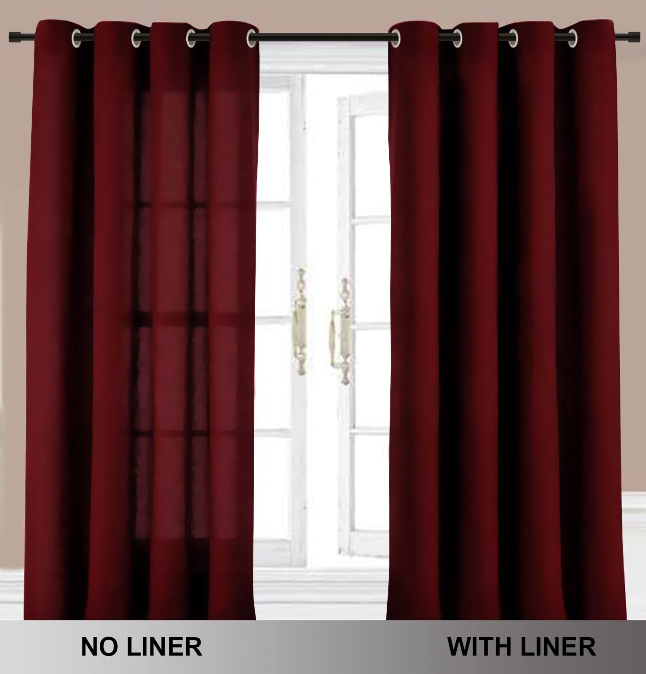 Casableu 2 Piece 100% Blackout Liner Curtain, Zerolight is A Liner Made by 100% Foam Blackout Fabric, Installed Behind Any Curtain to Make Your Room Completely Dark, Door & Window