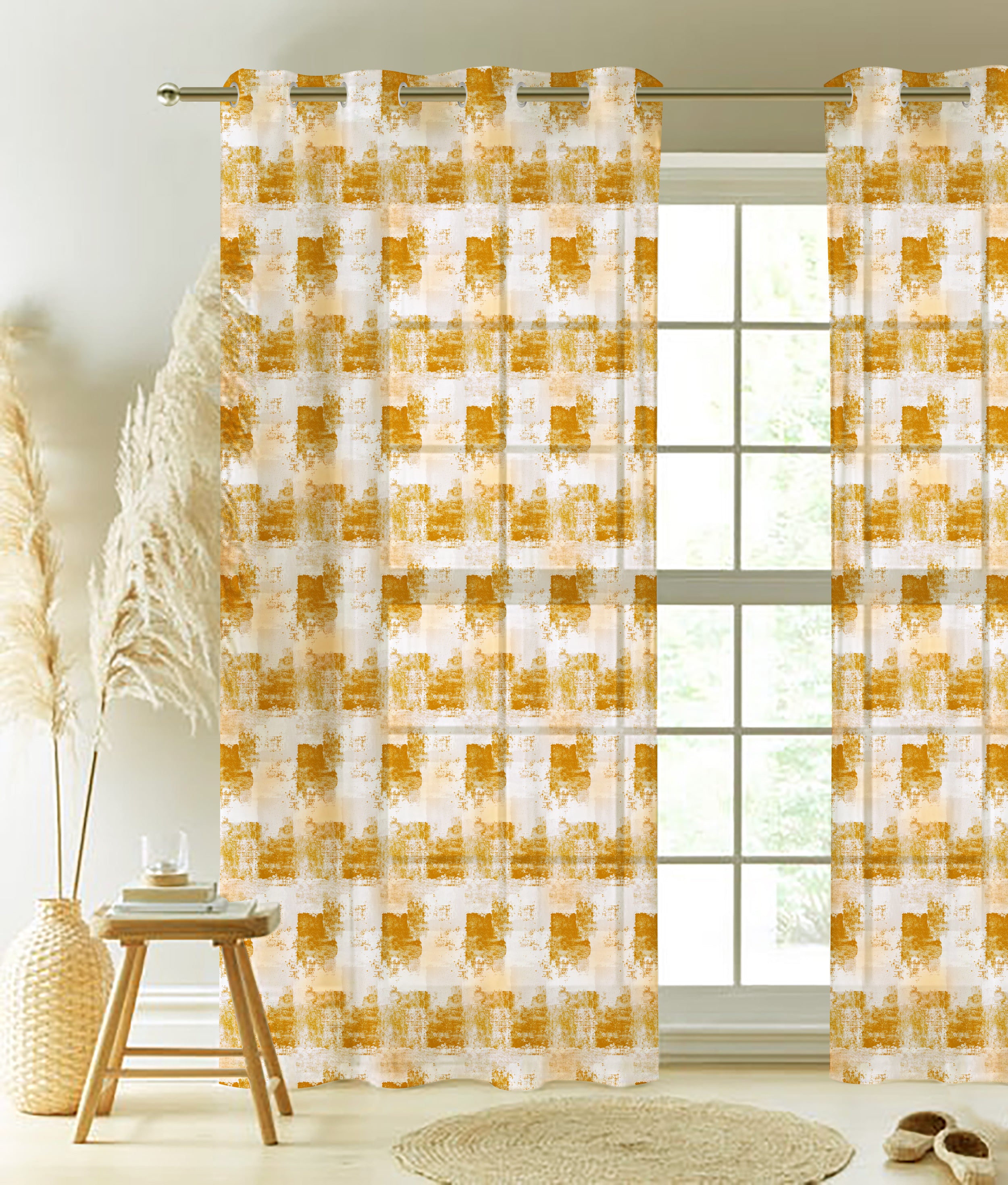 NAPOLI YELLOW PRINTED SHEER CURTAIN