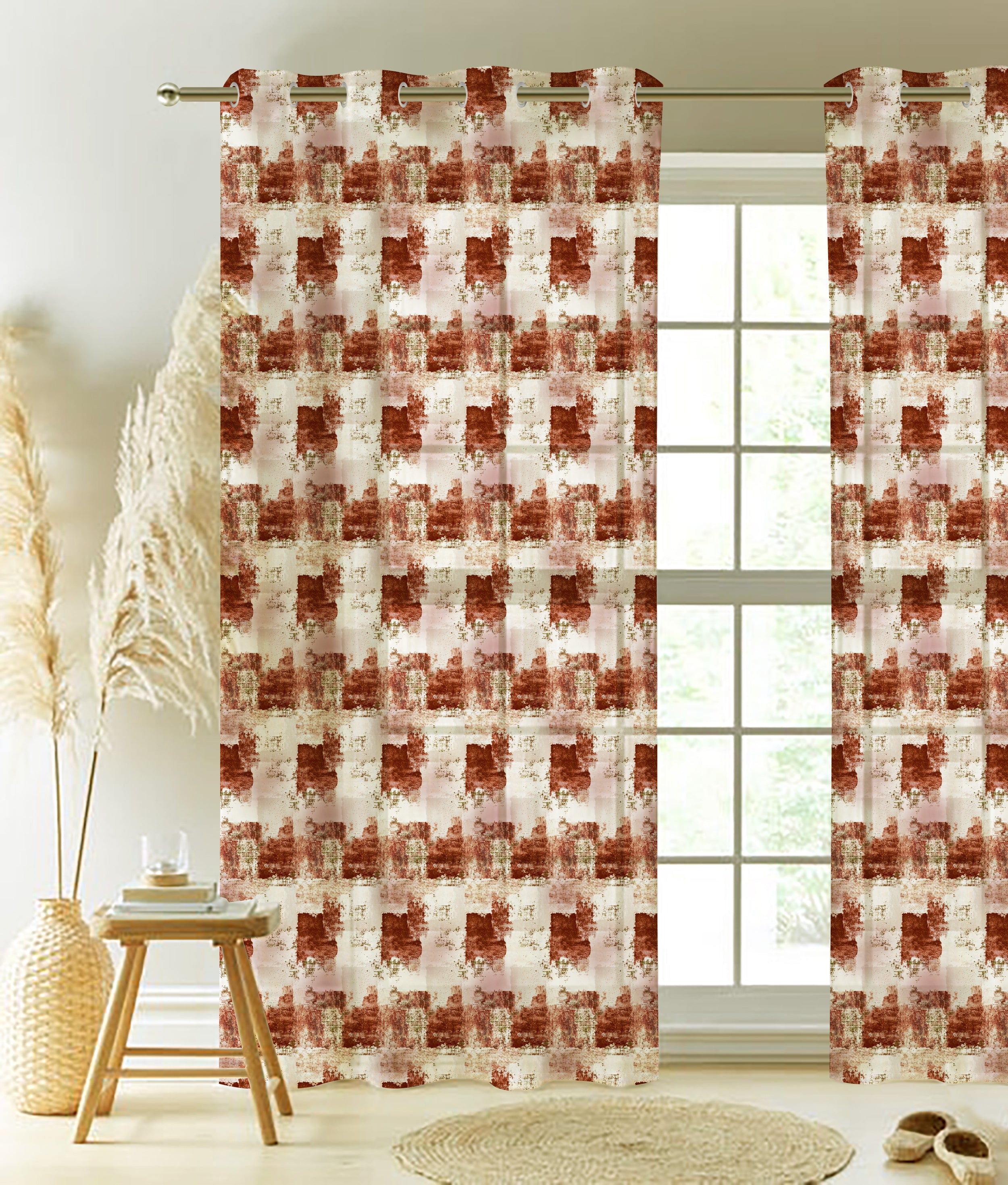 NAPOLI ORANGE PRINTED SHEER CURTAIN
