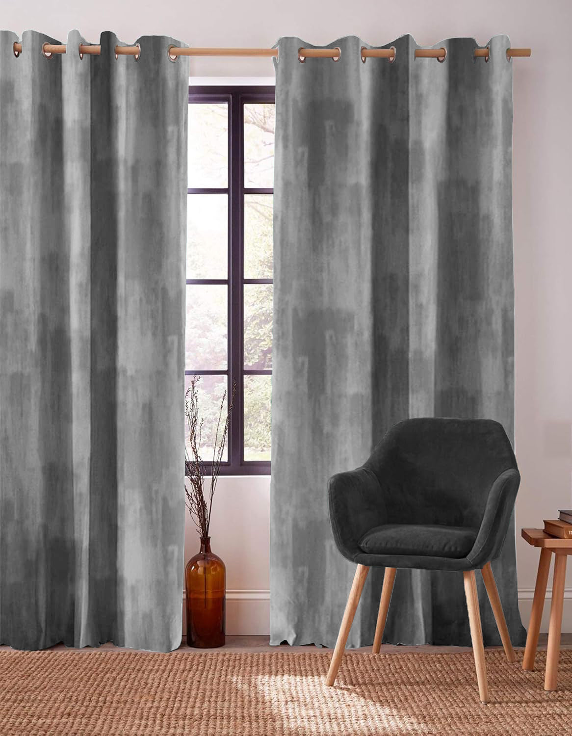 FUJI GREY PRINTED BLACKOUT CURTAIN