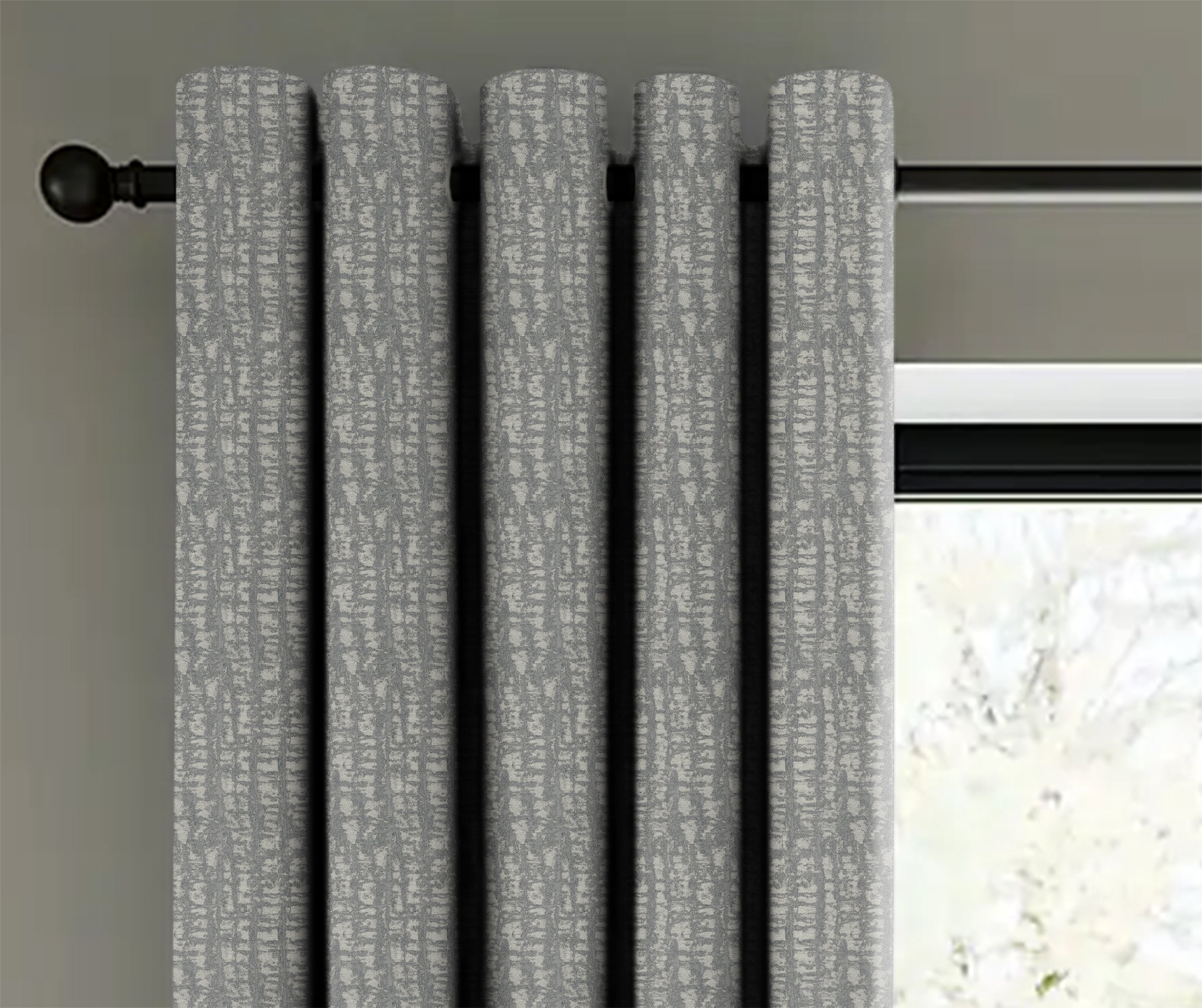 VALENCIA TEX GREY PRINTED BLACKOUT CURTAIN