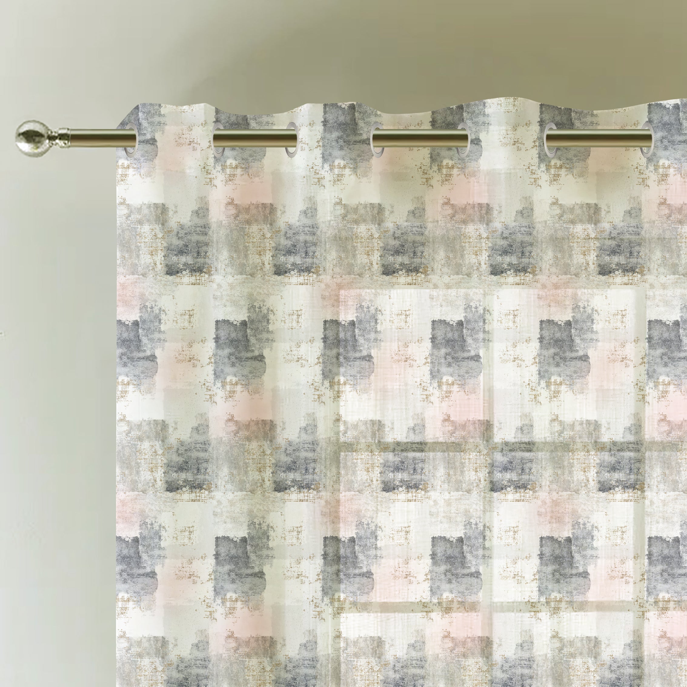 NAPOLI L-GREY PRINTED SHEER CURTAIN