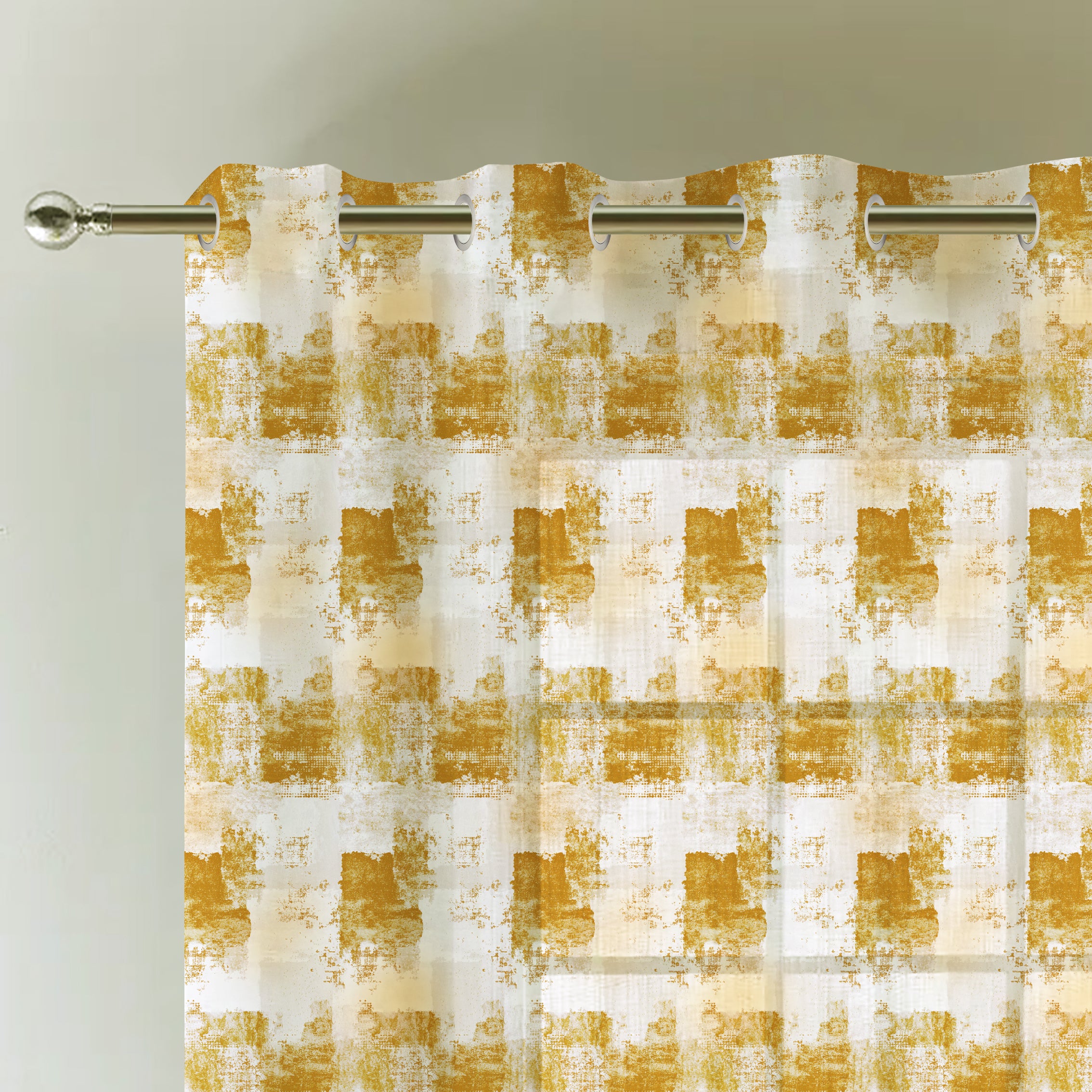 NAPOLI YELLOW PRINTED SHEER CURTAIN
