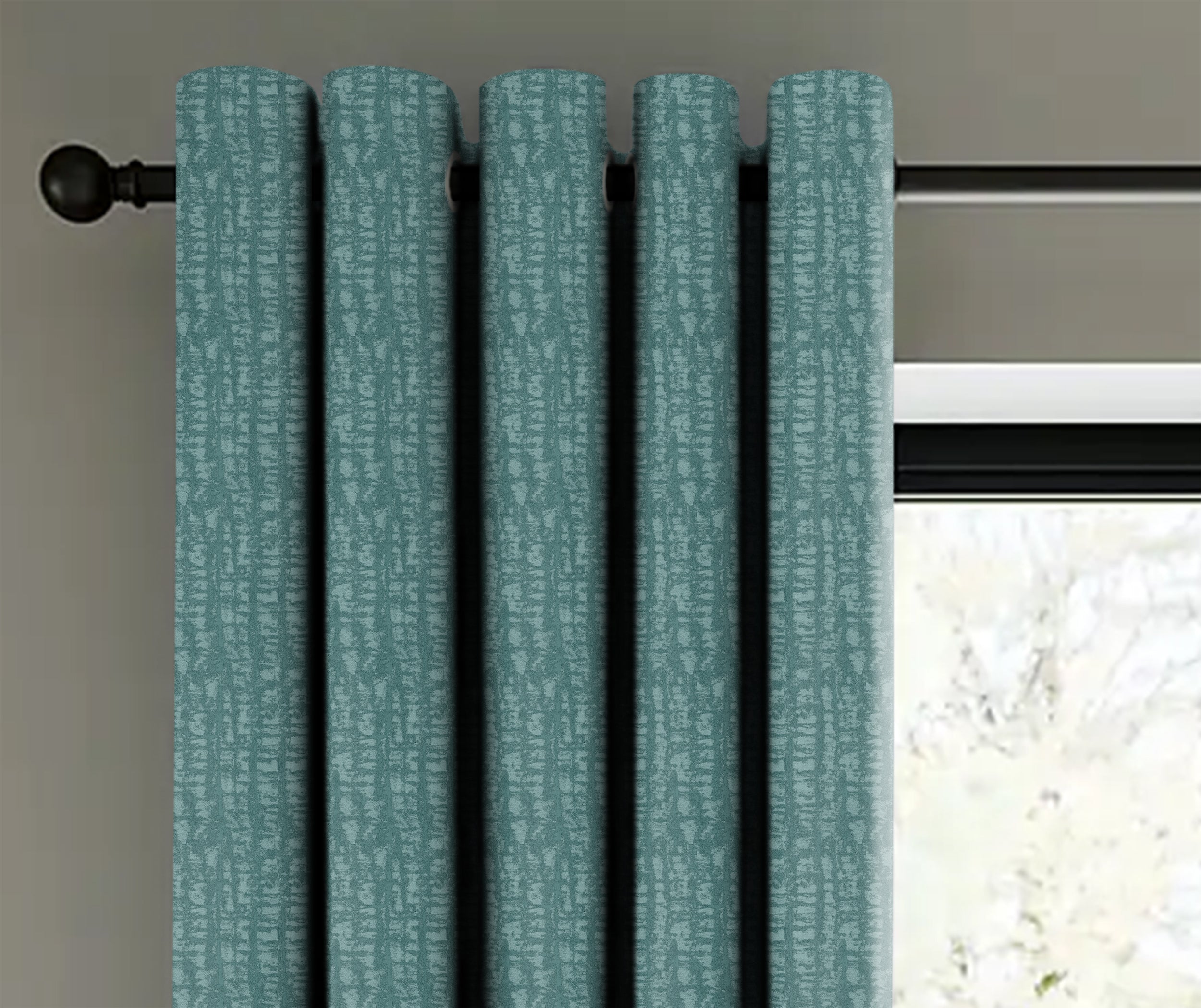 VALENCIA TEAL PRINTED BLACKOUT CURTAINS