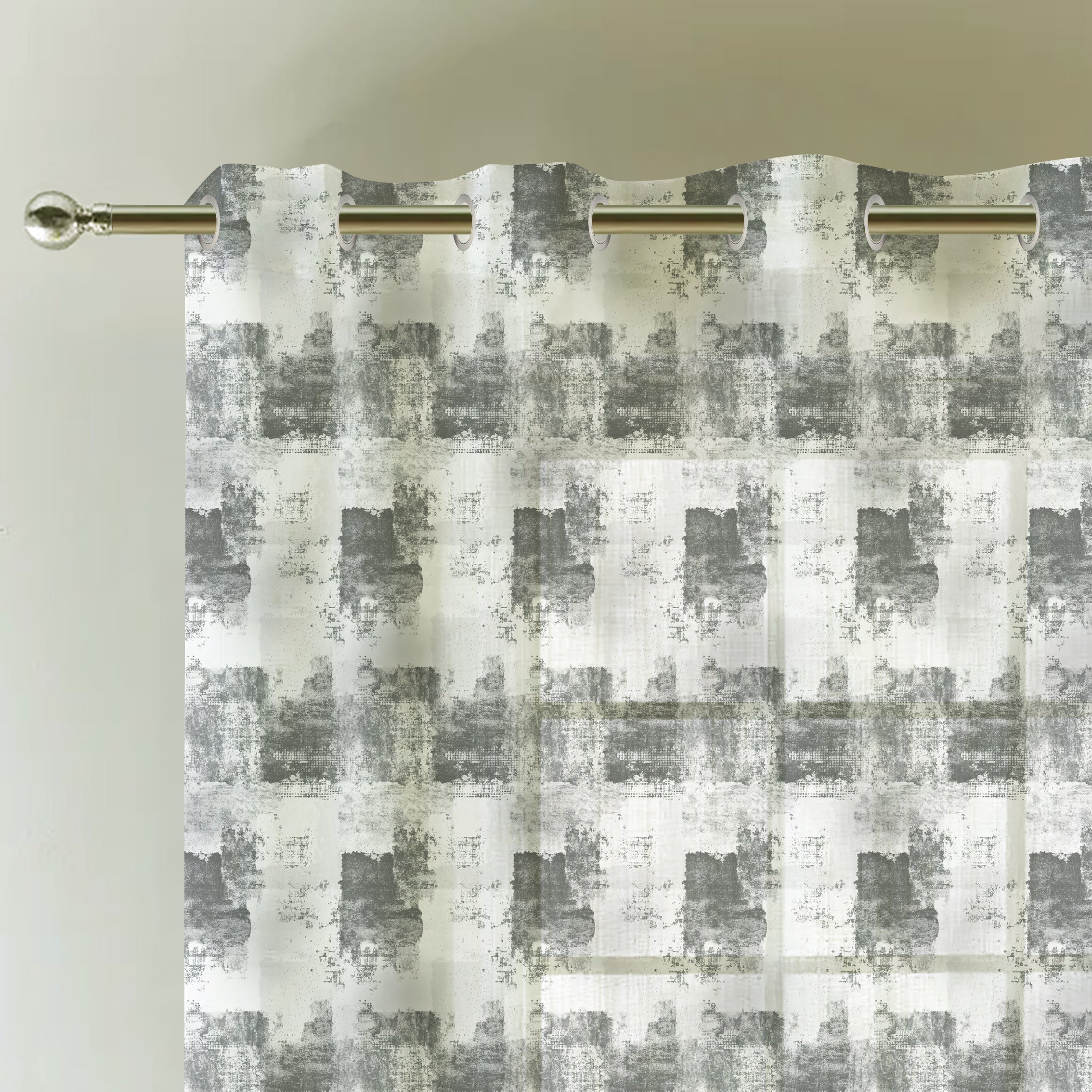 NAPOLI GREY PRINTED SHEER CURTAIN