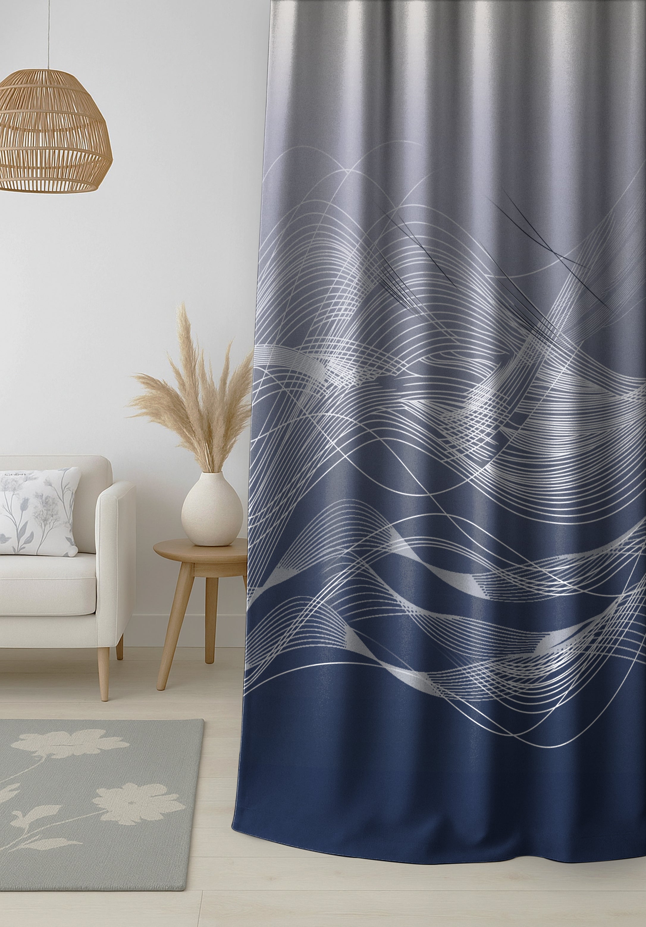 EVELYN GREY PRINTED BLACKOUT CURTAIN